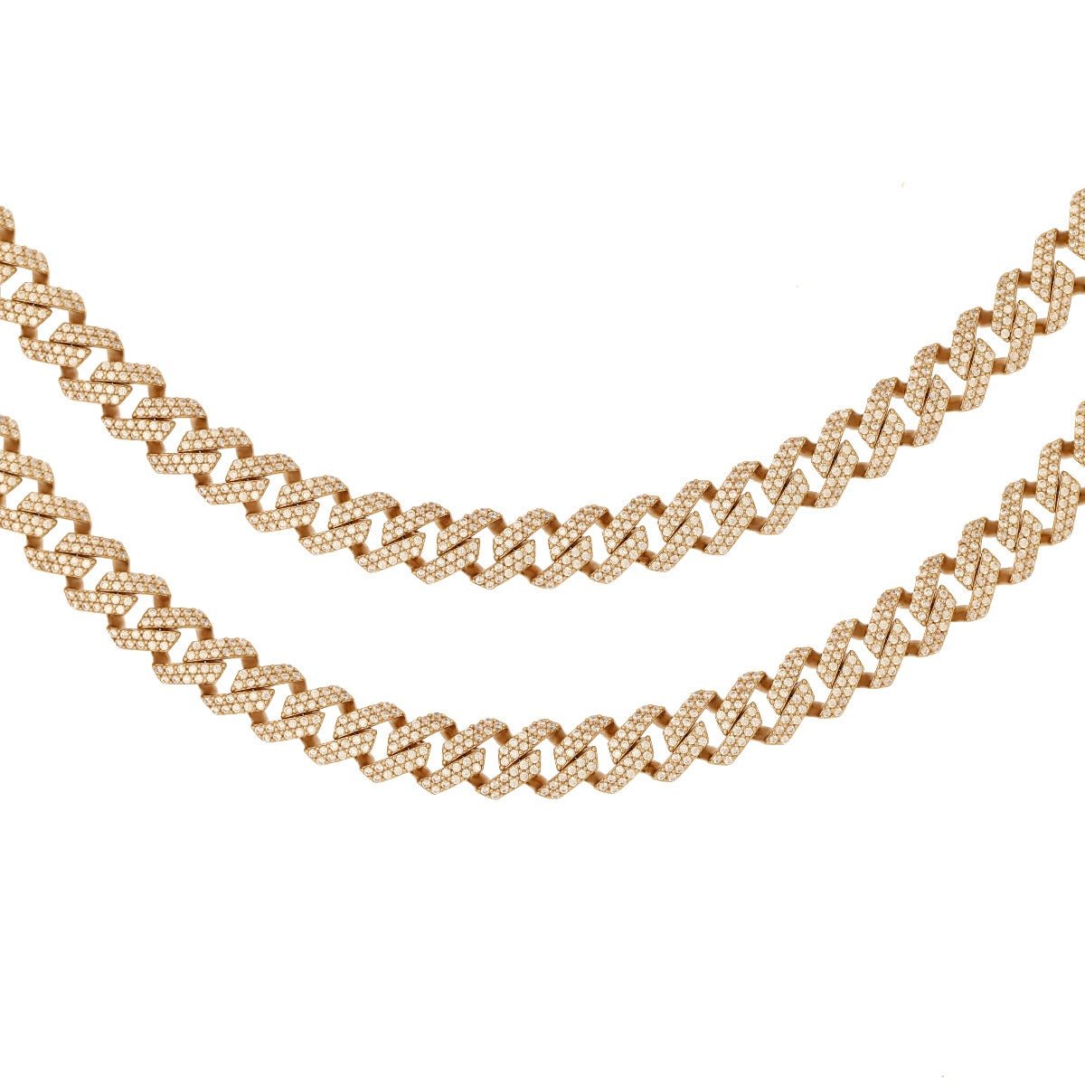 9ct Solid Yellow Gold Cubic Zirconia Curb Chain