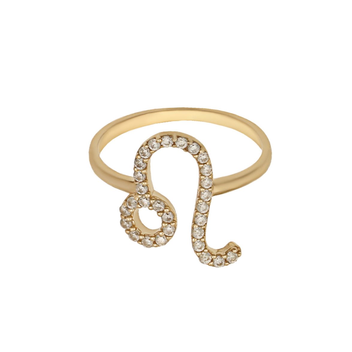 9ct Solid Yellow Gold Leo Zodiac Cubic Zirconia Ring HPR0058