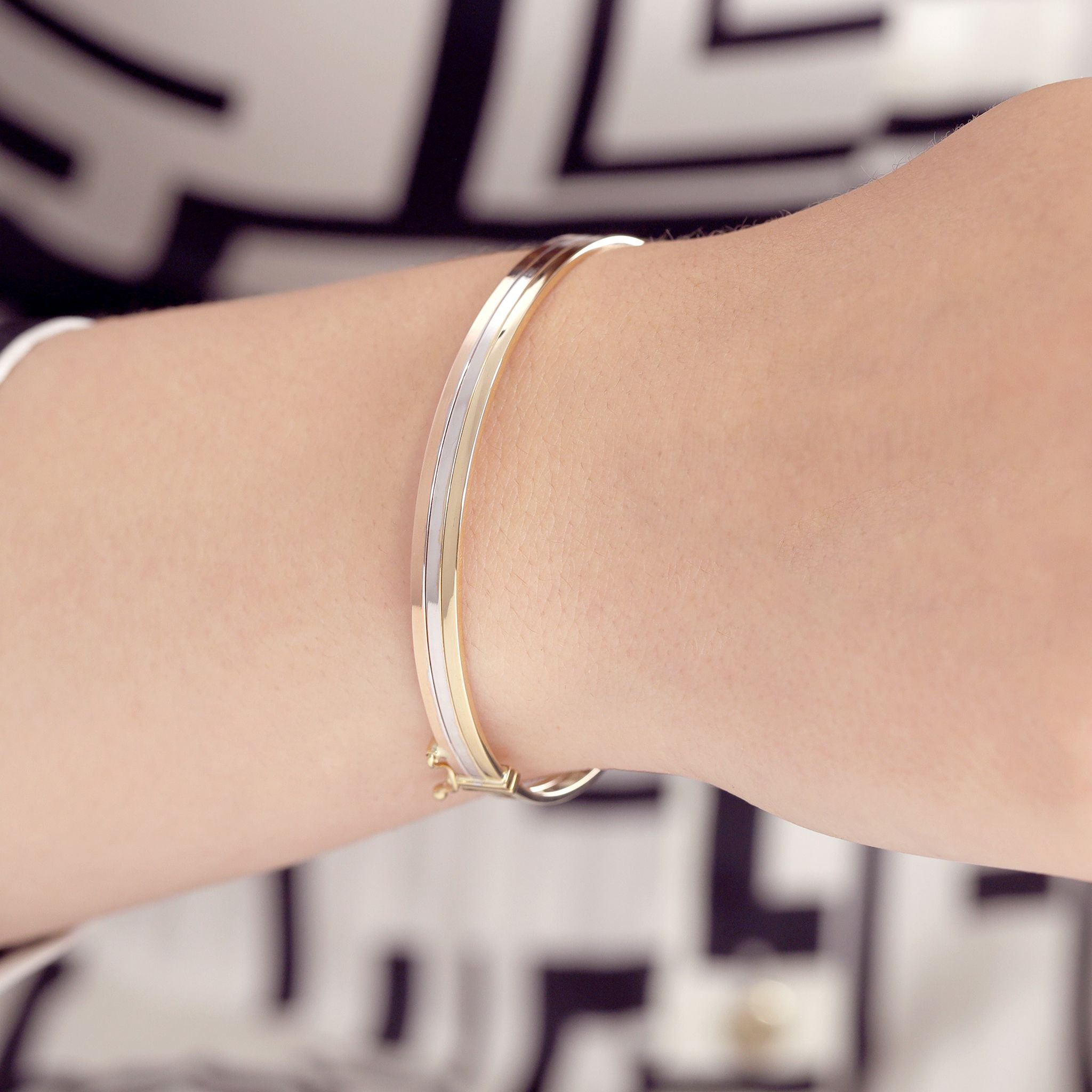 9ct Yellow Gold Tri Colour Bangle