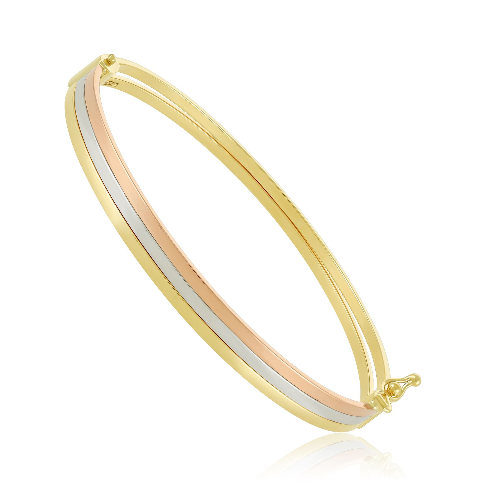 9ct Yellow Gold Tri Colour Bangle