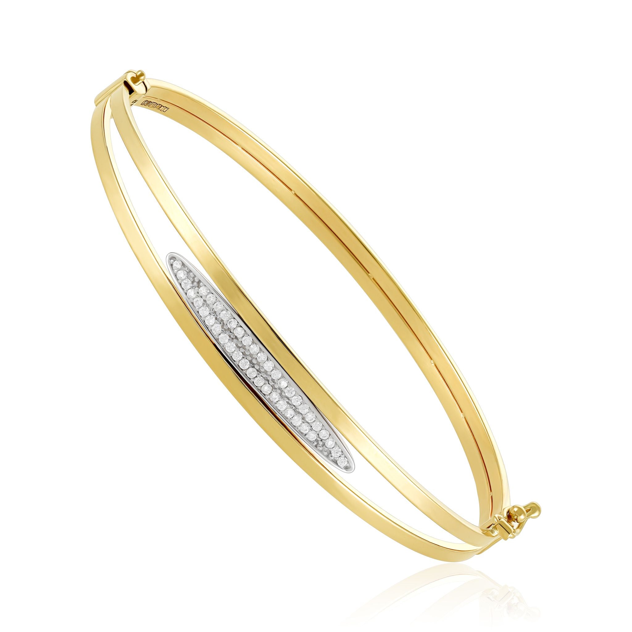 9ct Yellow Gold Cubic Zirconia Detail Bangle