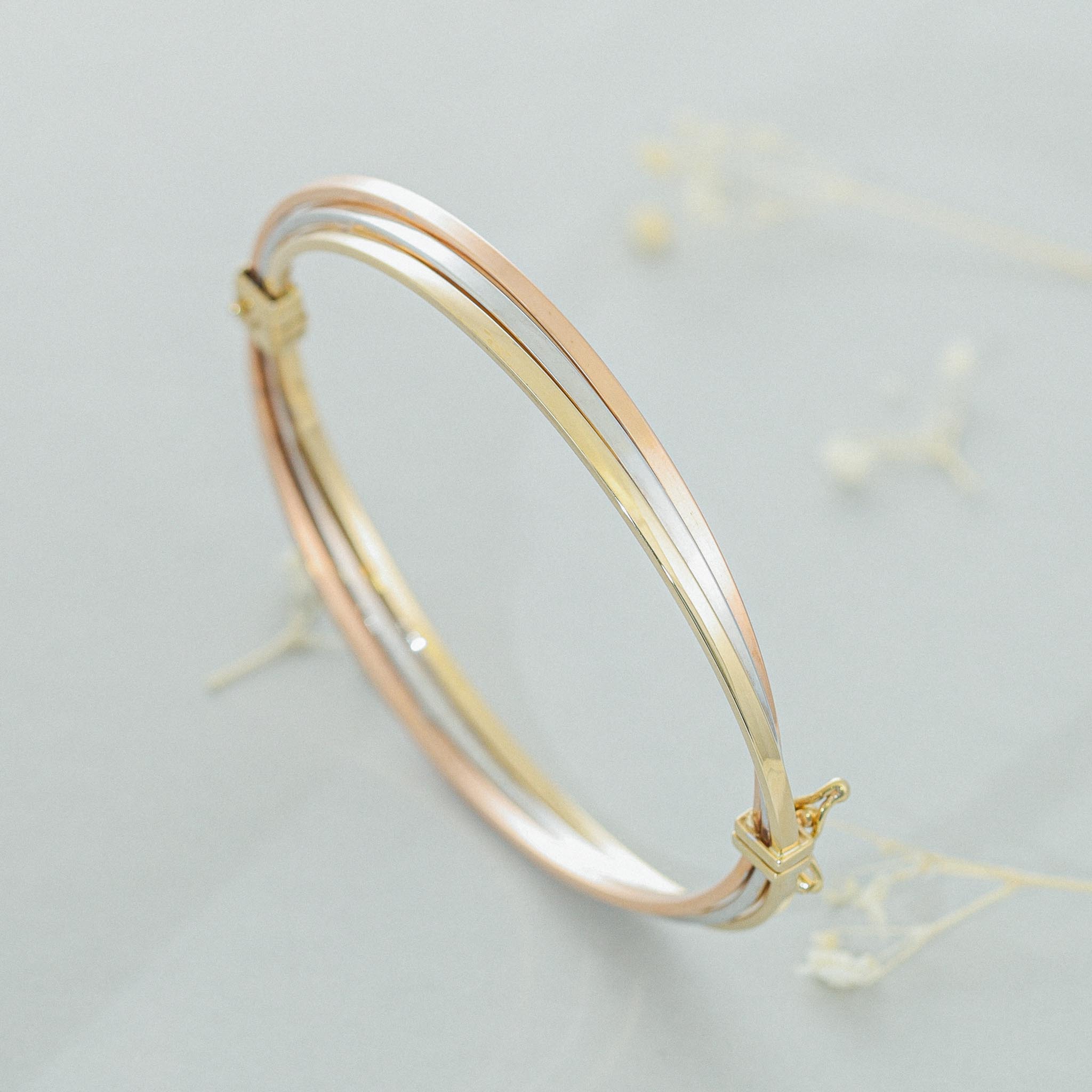 9ct Gold Tri Colour Bangle