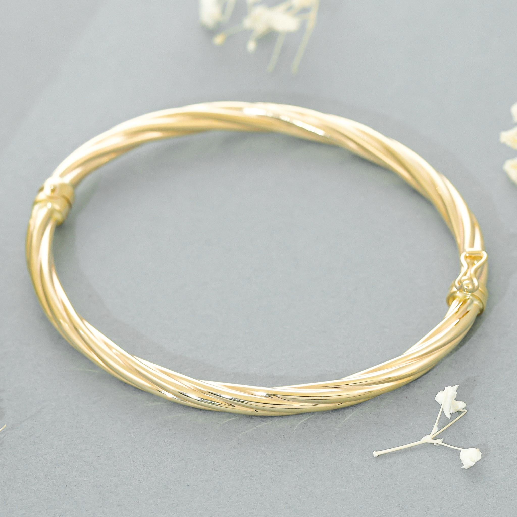 9ct Yellow Gold Twist Detail Bangle
