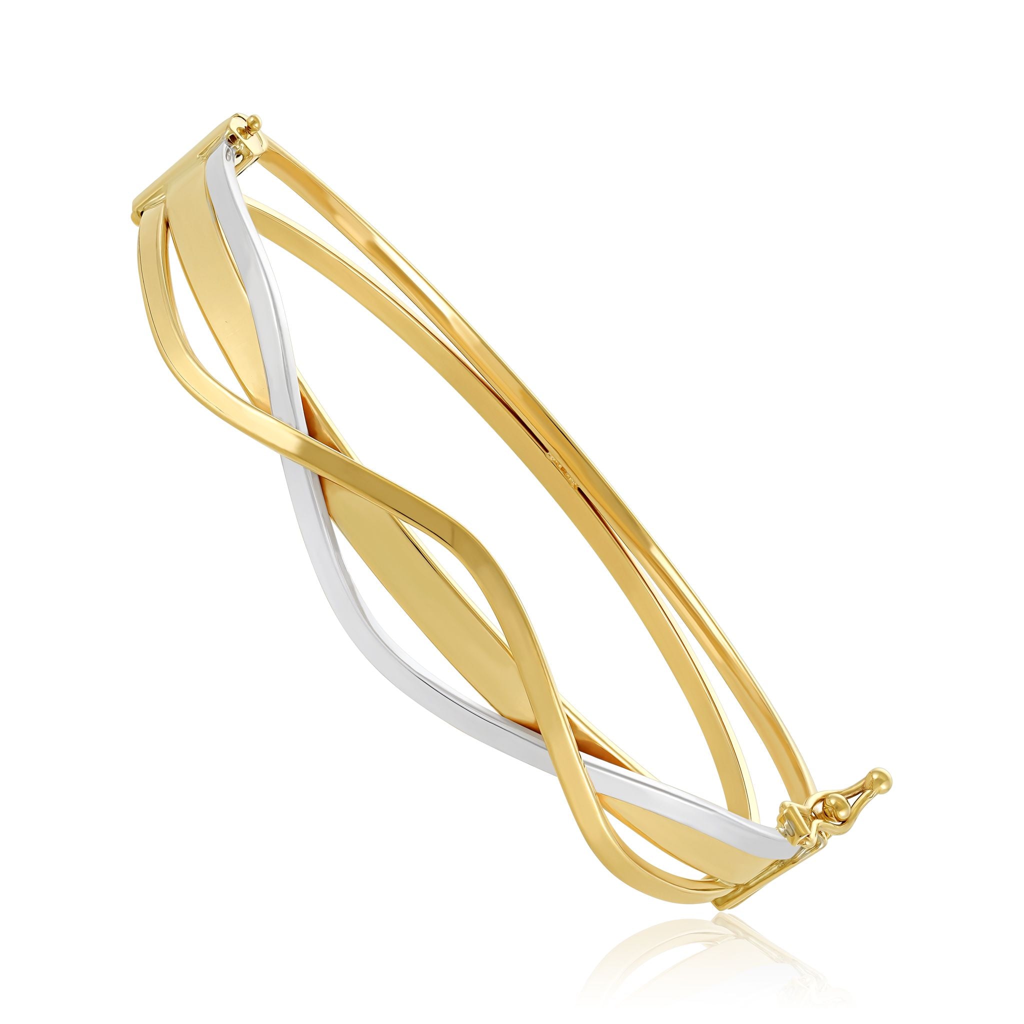 9ct Gold Two Tone Crossover Design Bangle