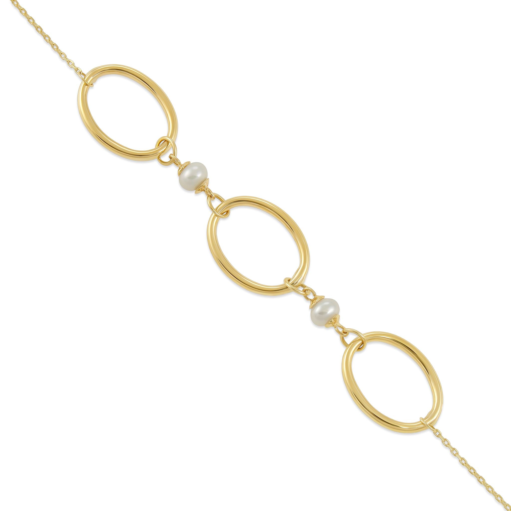 9ct Yellow Gold Pearl Design Bracelet
