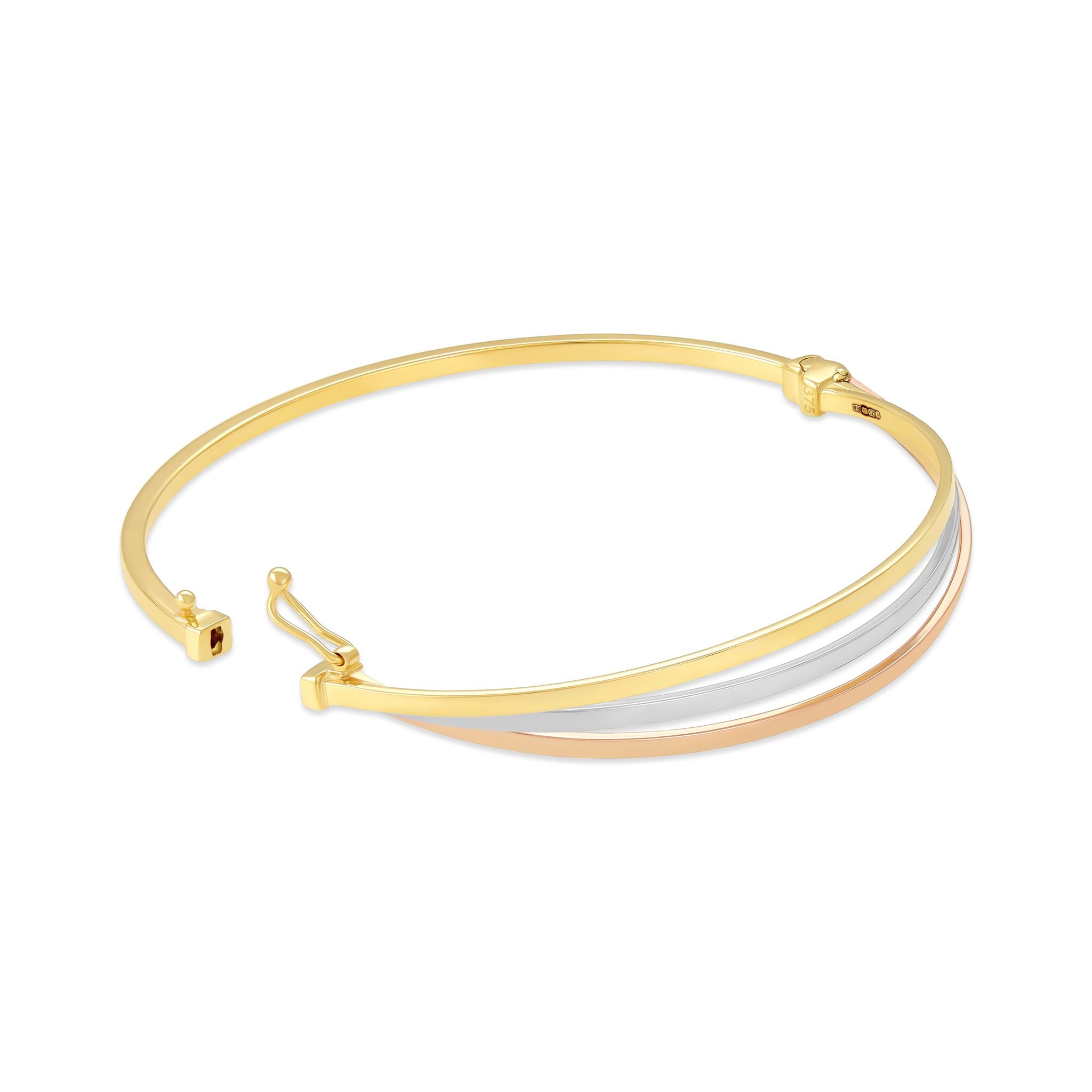 9ct Gold Tri Colour Bangle