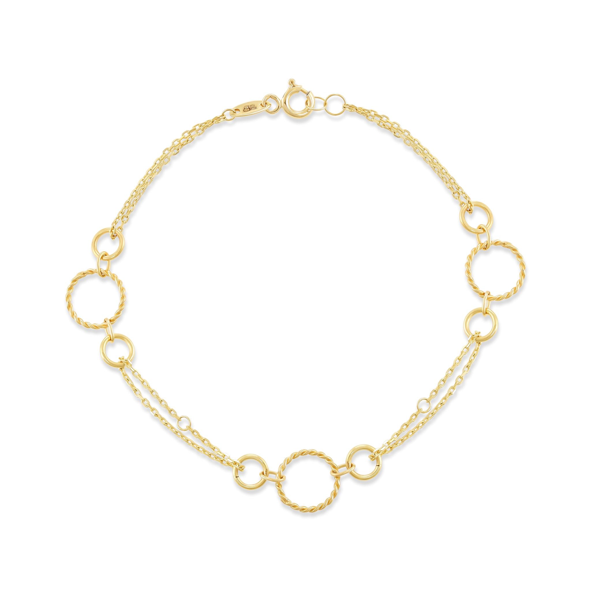 9ct Yellow Gold Loop Double Chain Bracelet