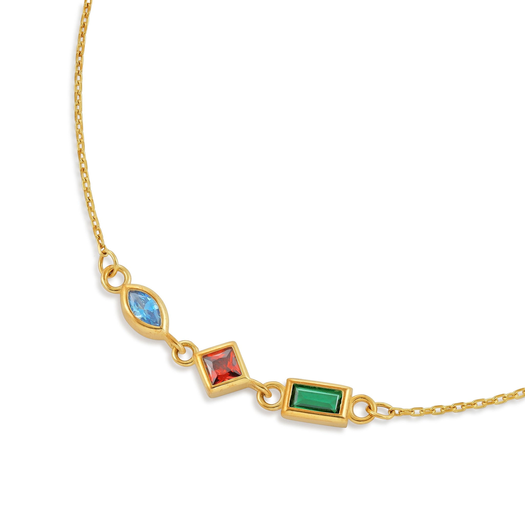 9ct Yellow Gold Tri Colour Gemstone Bracelet BR9019