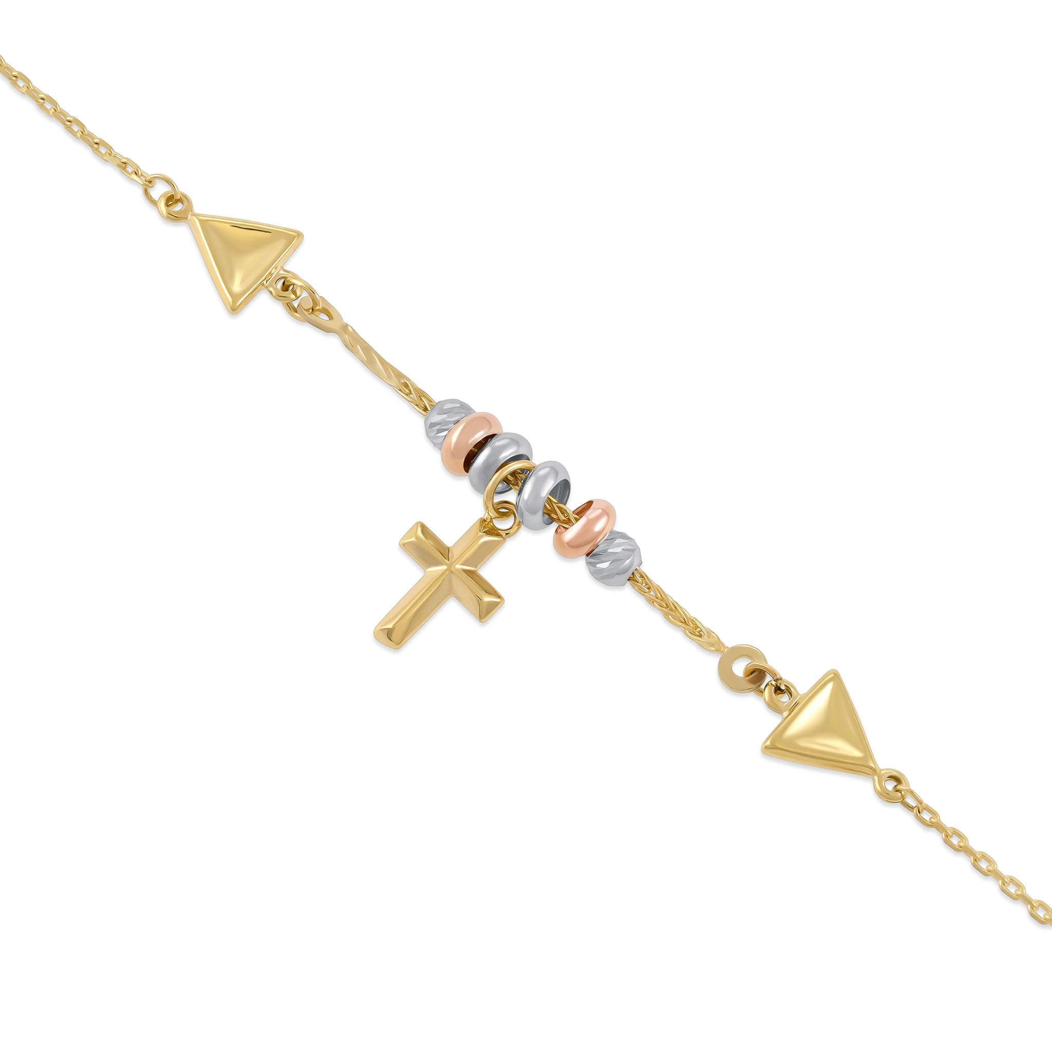 9ct Yellow Gold Cross Charm Bracelet