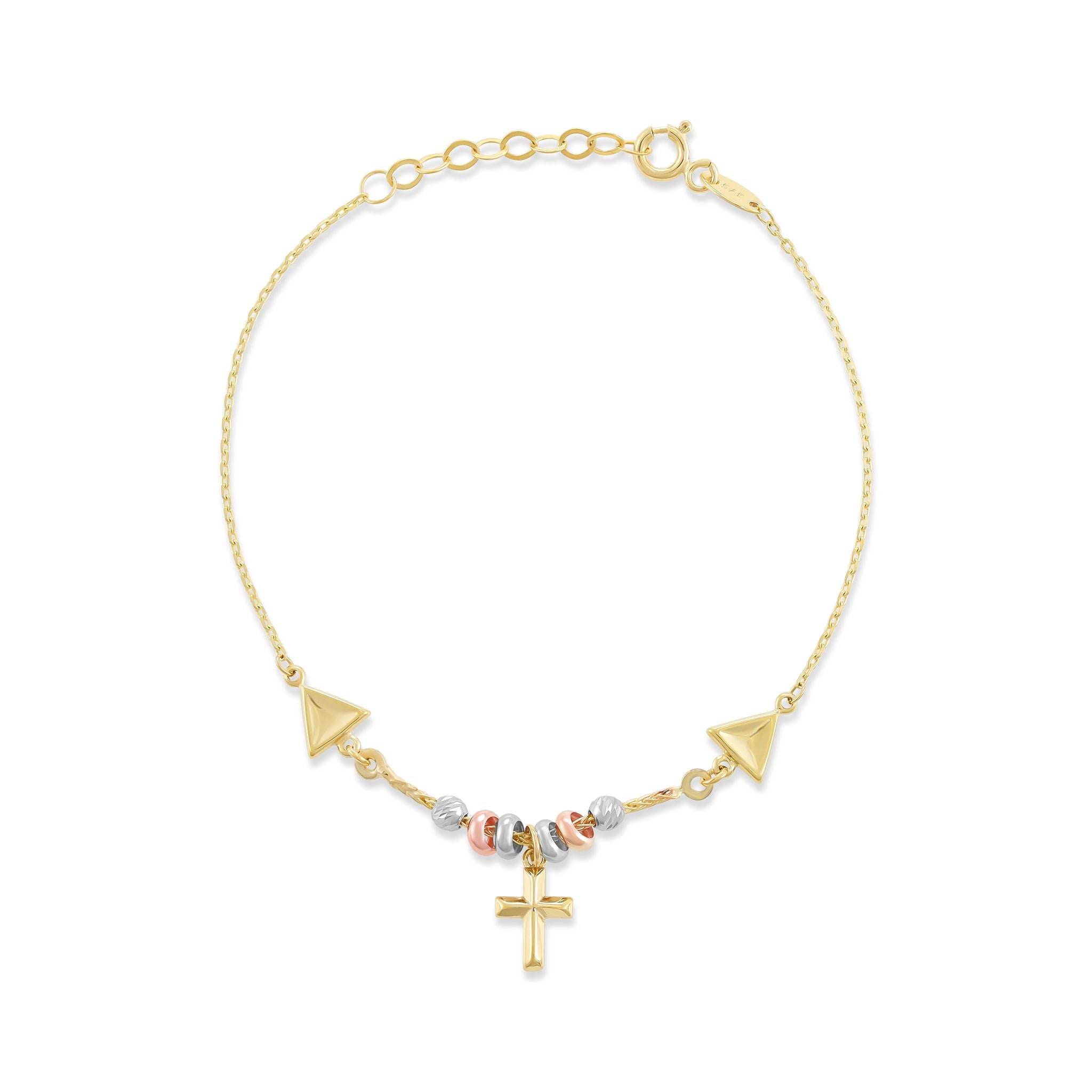 9ct Yellow Gold Cross Charm Bracelet