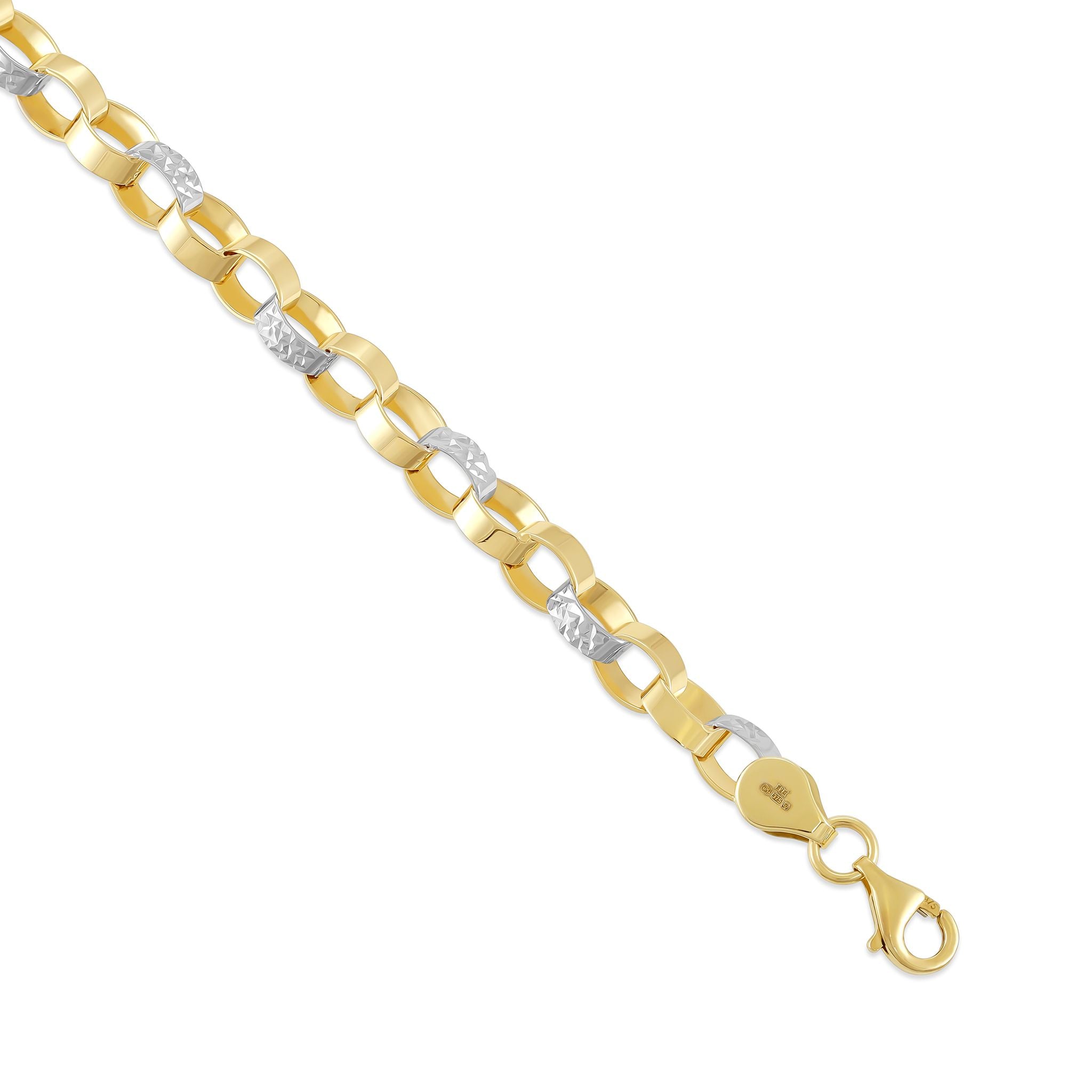 9ct Yellow Gold Mixed Metal Chain Bracelet BR90039