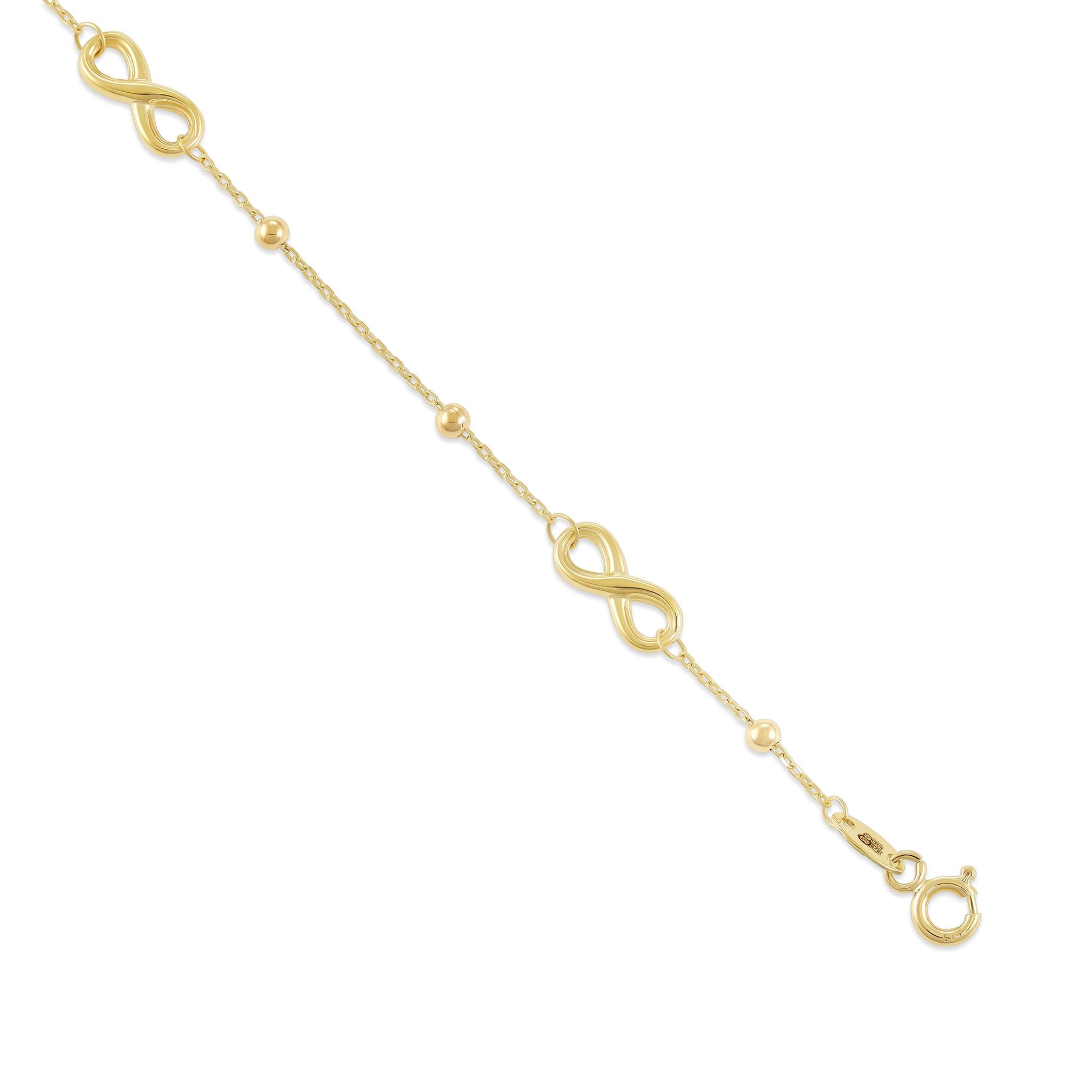9ct Yellow Gold Infinity Sign Bracelet