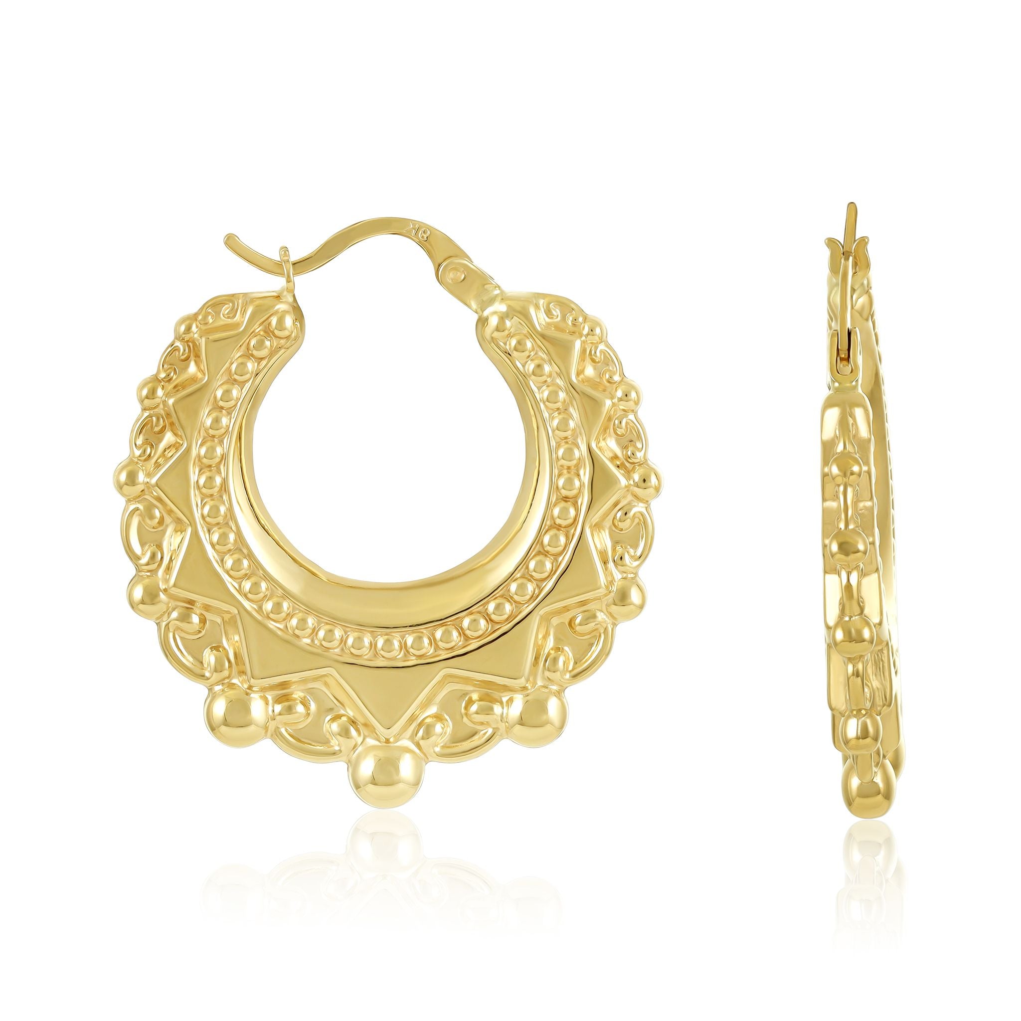 9ct Yellow Gold Round Medium Creole Hoop Earrings