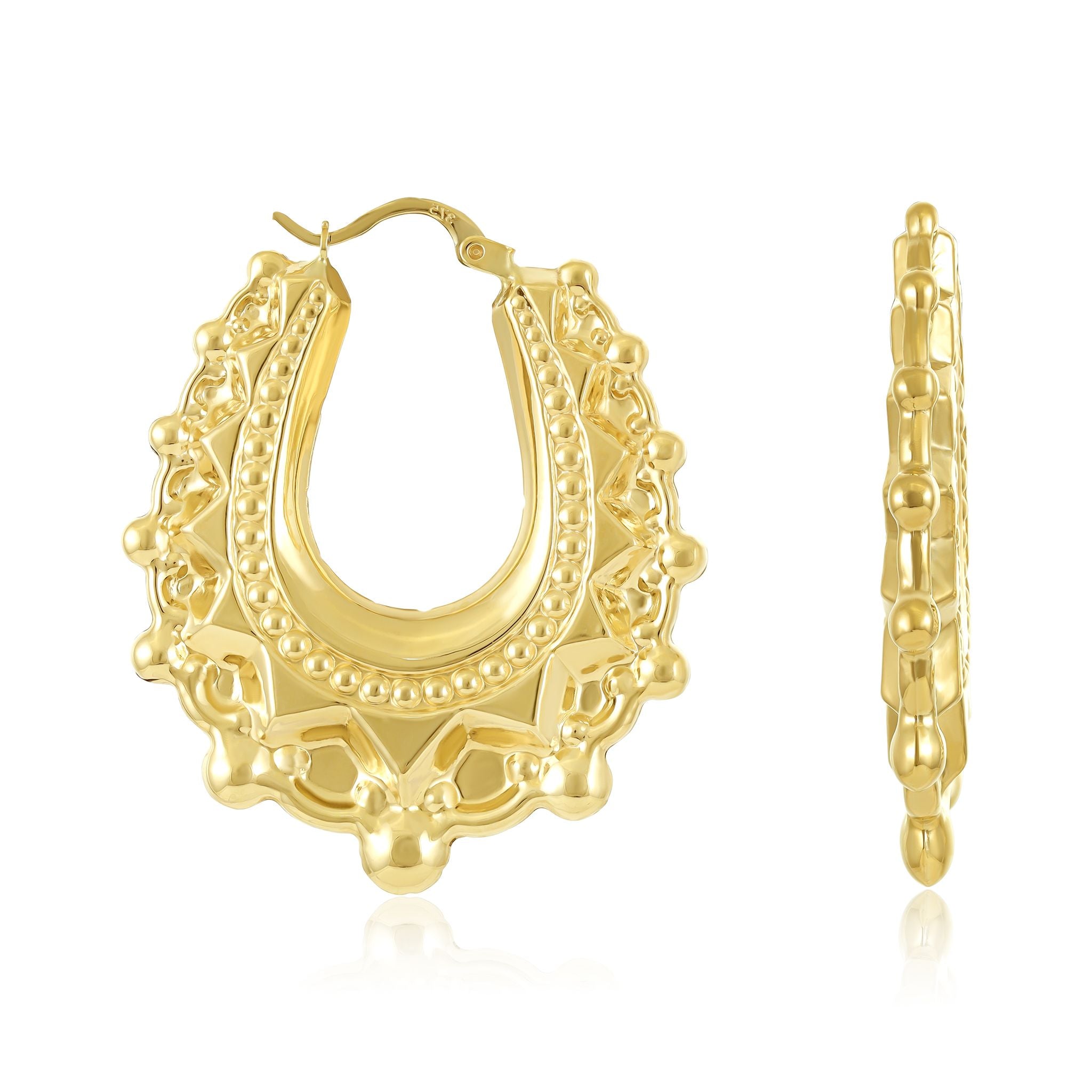 9ct Yellow Gold Rounded Creole Hoop Earrings