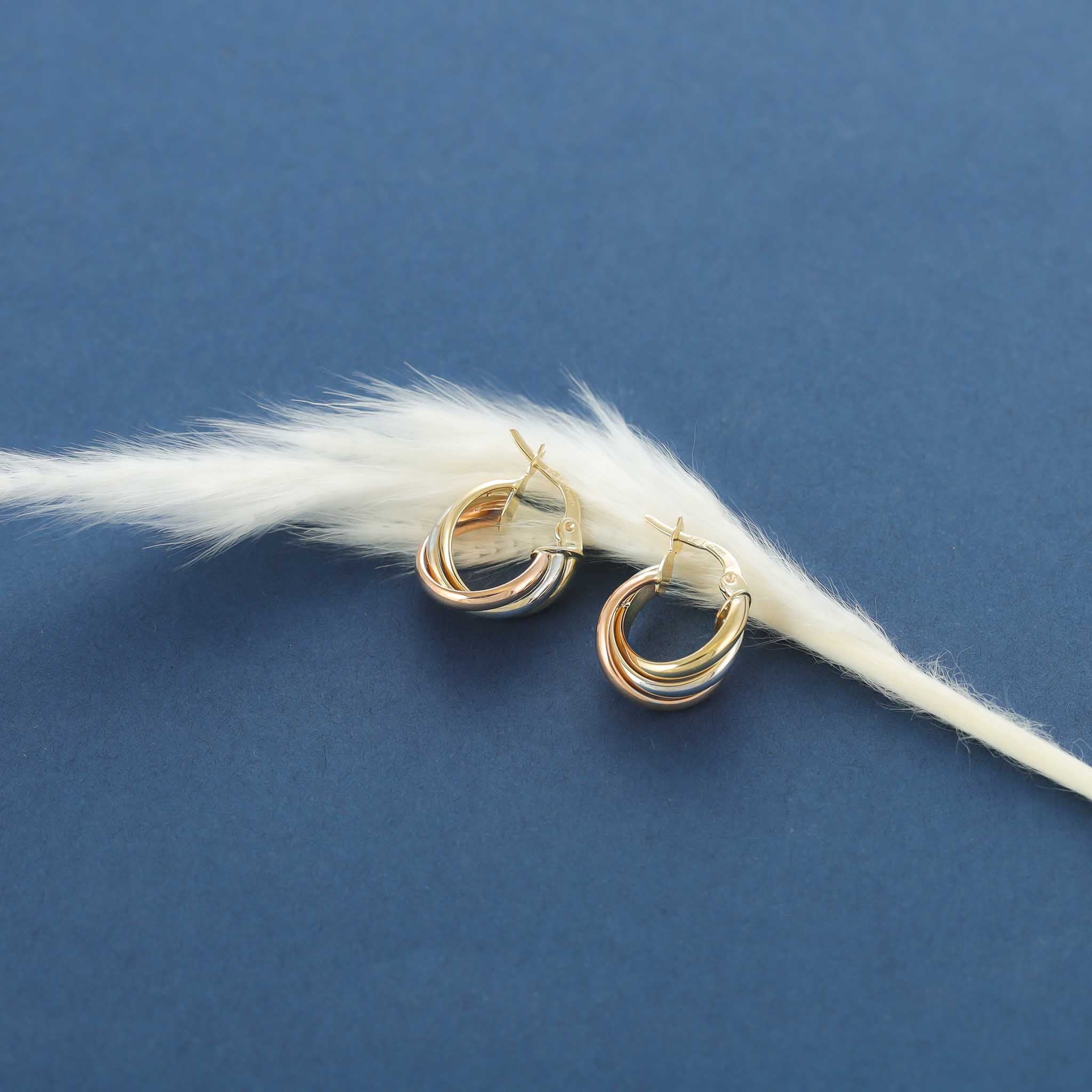 9ct Tri Colour Small Huggie Hoops