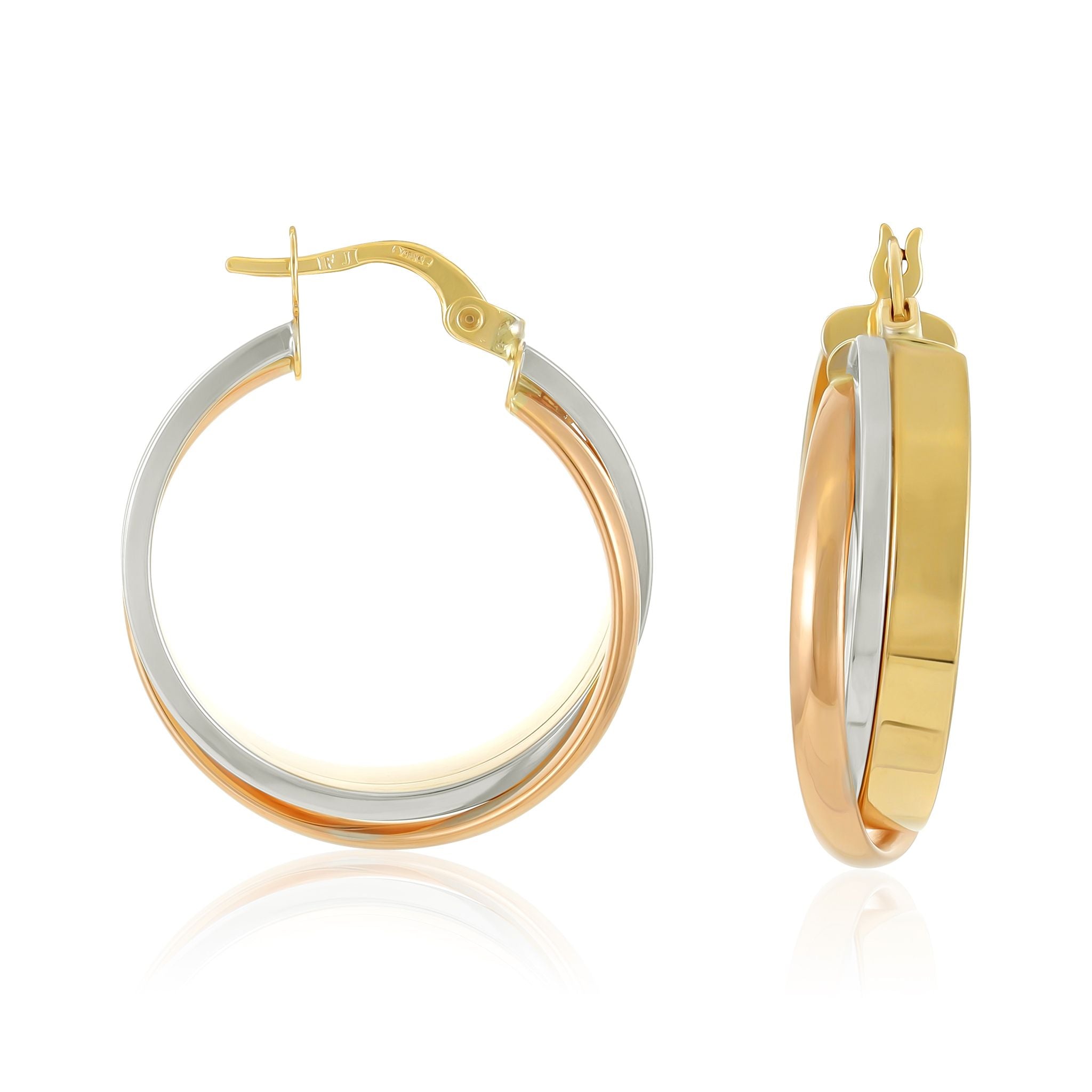 9ct Tri Colour Gold Hoop Earrings