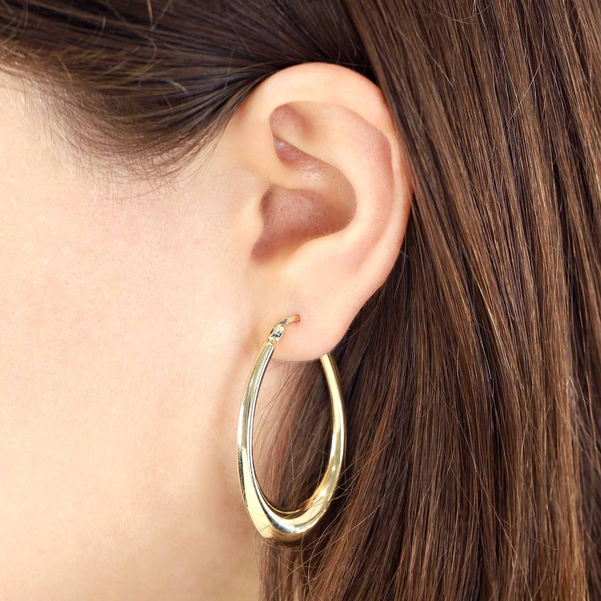 9ct Yellow Gold Elongated Hoop Earrings