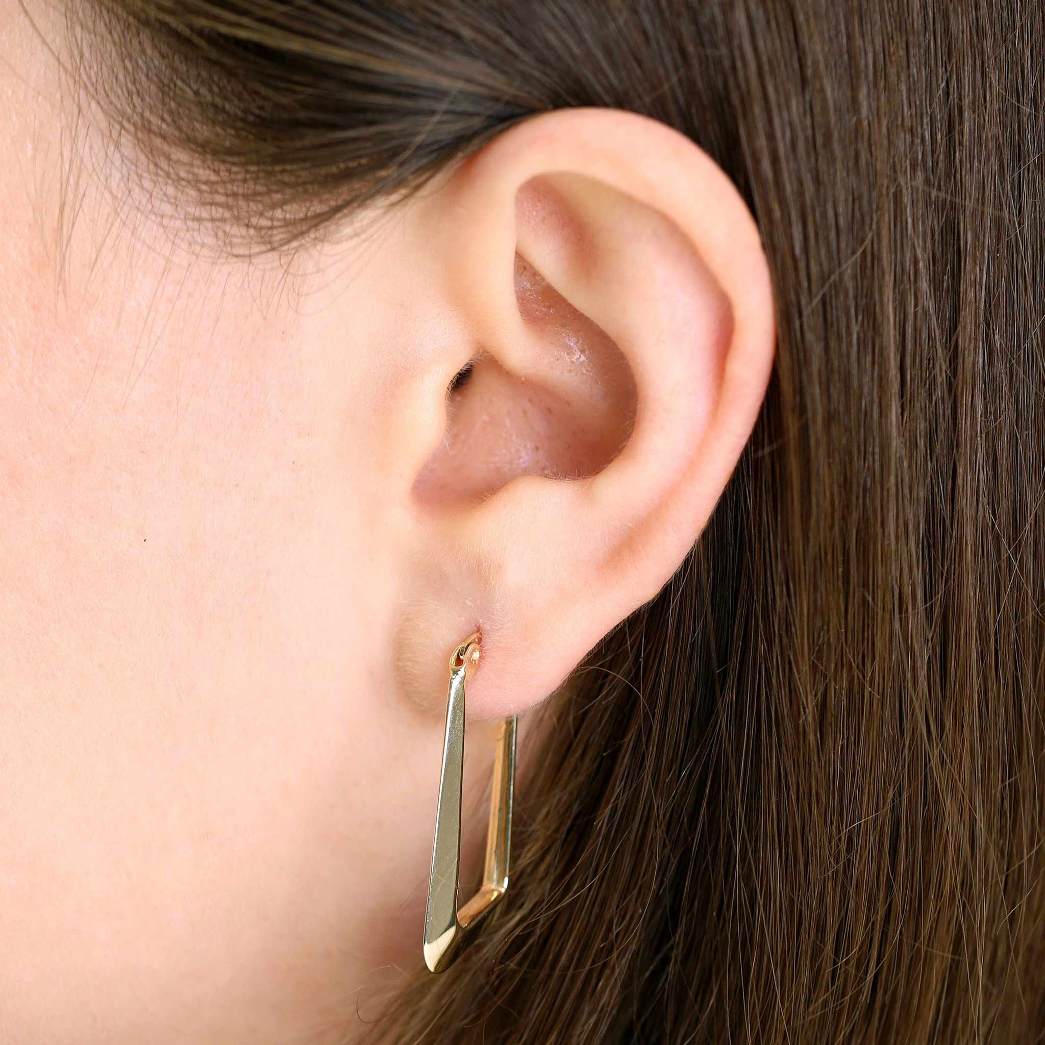 9ct Yellow Gold Angled Hoop Earrings