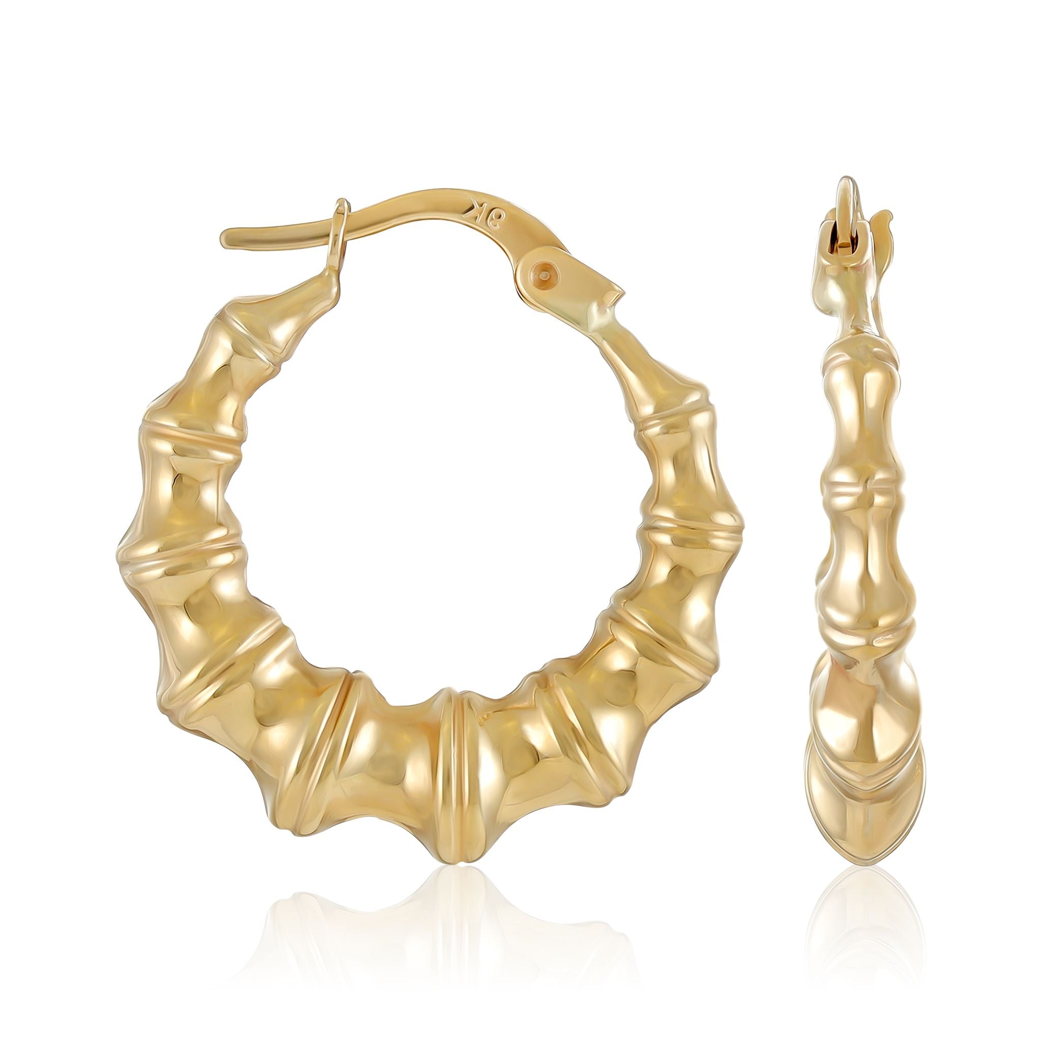 9ct Yellow Gold Ball Creole Hoops