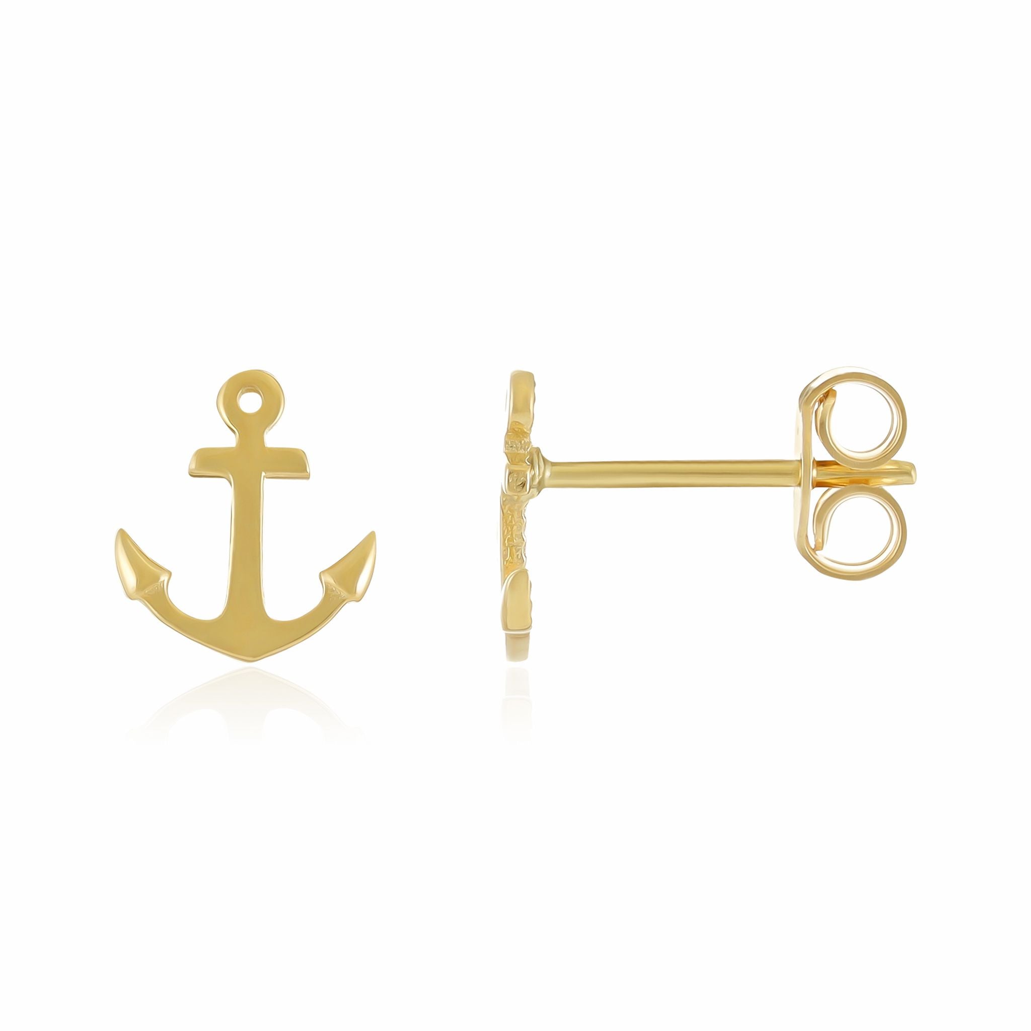9ct Yellow Gold Anchor Stud Earrings