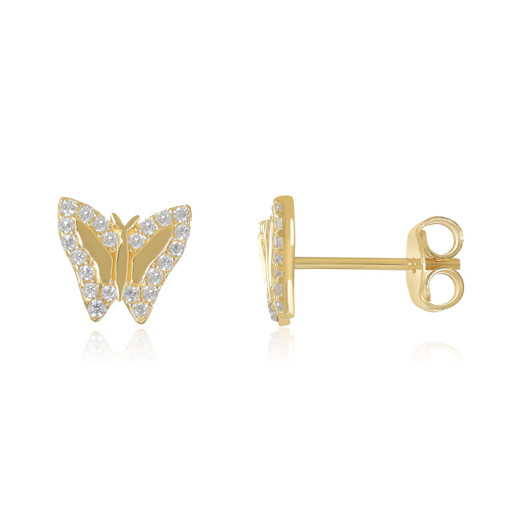 9ct Yellow Gold Butterfly Cubic Zirconia Earring