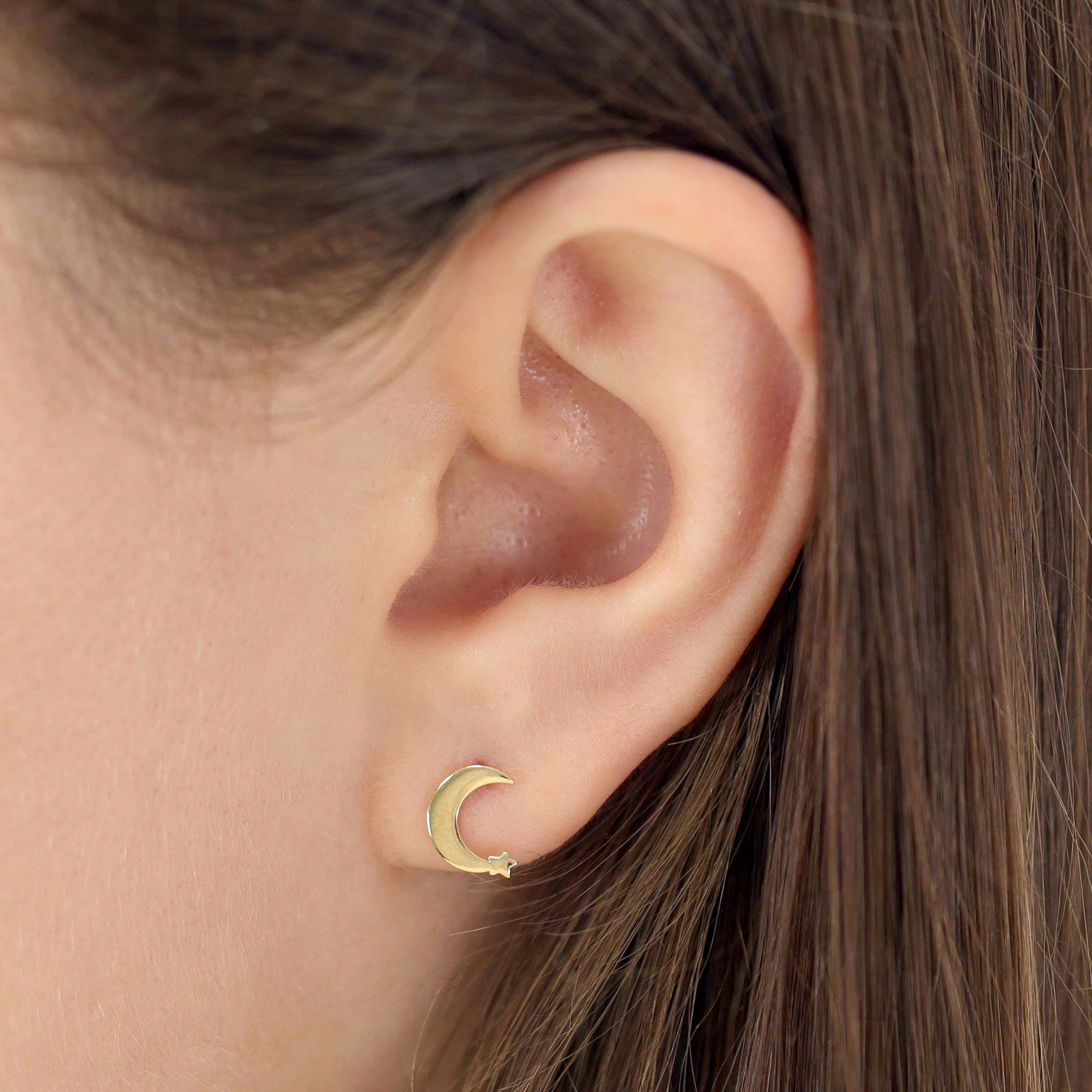 9ct Yellow Gold Moon Earings