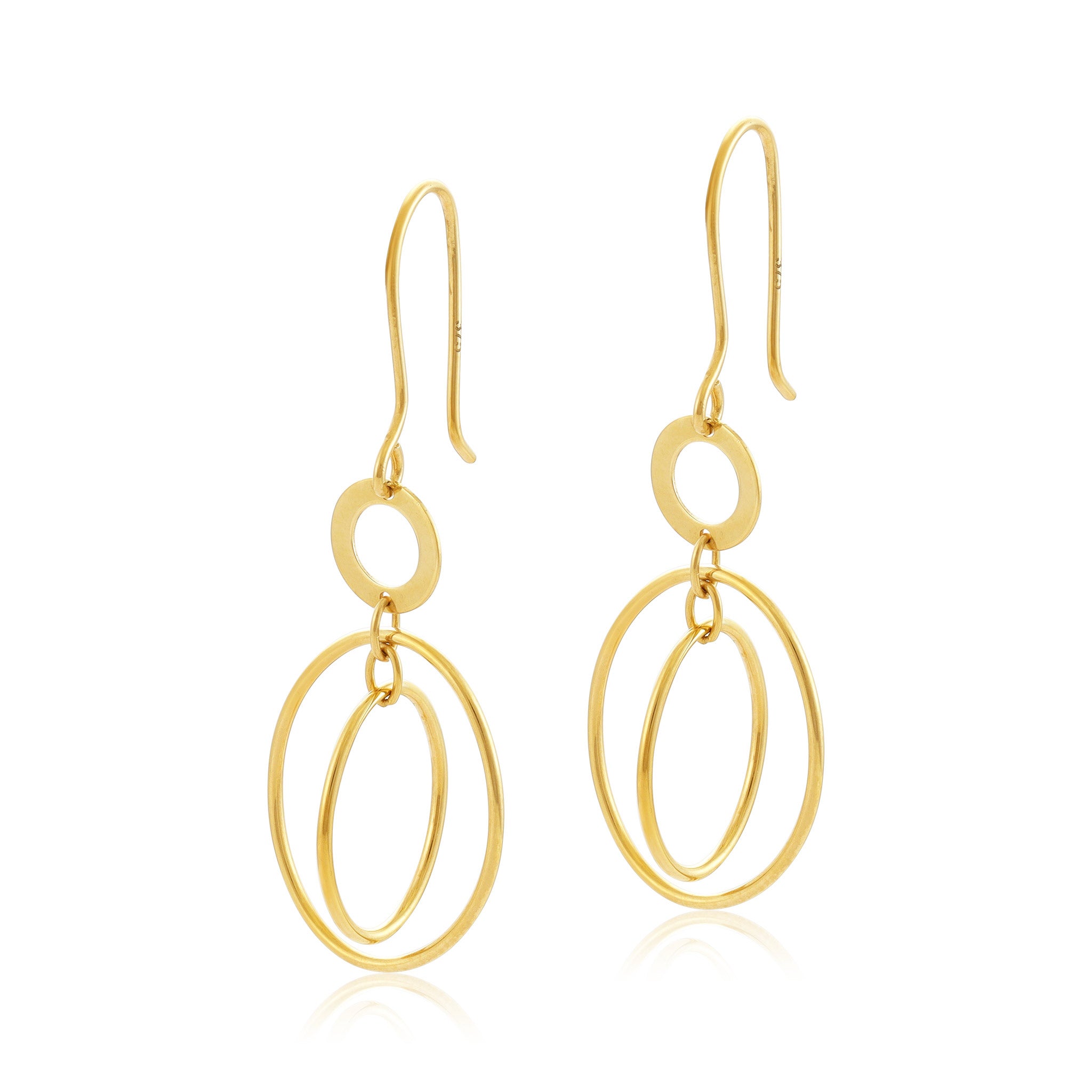9ct Yellow Gold Abstract Drop Detail Earrings