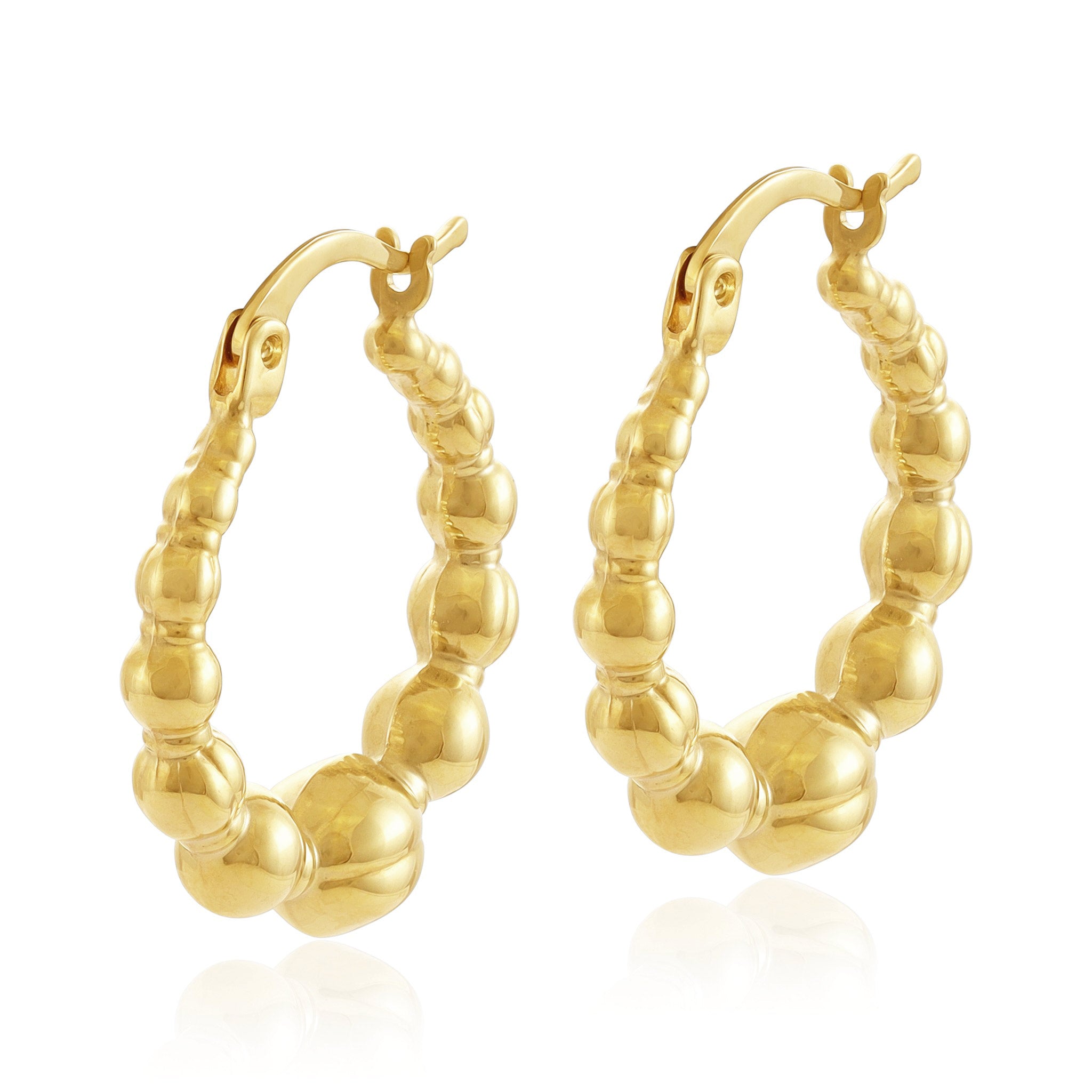 9ct Yellow Gold Ball Detail Creole Hoops