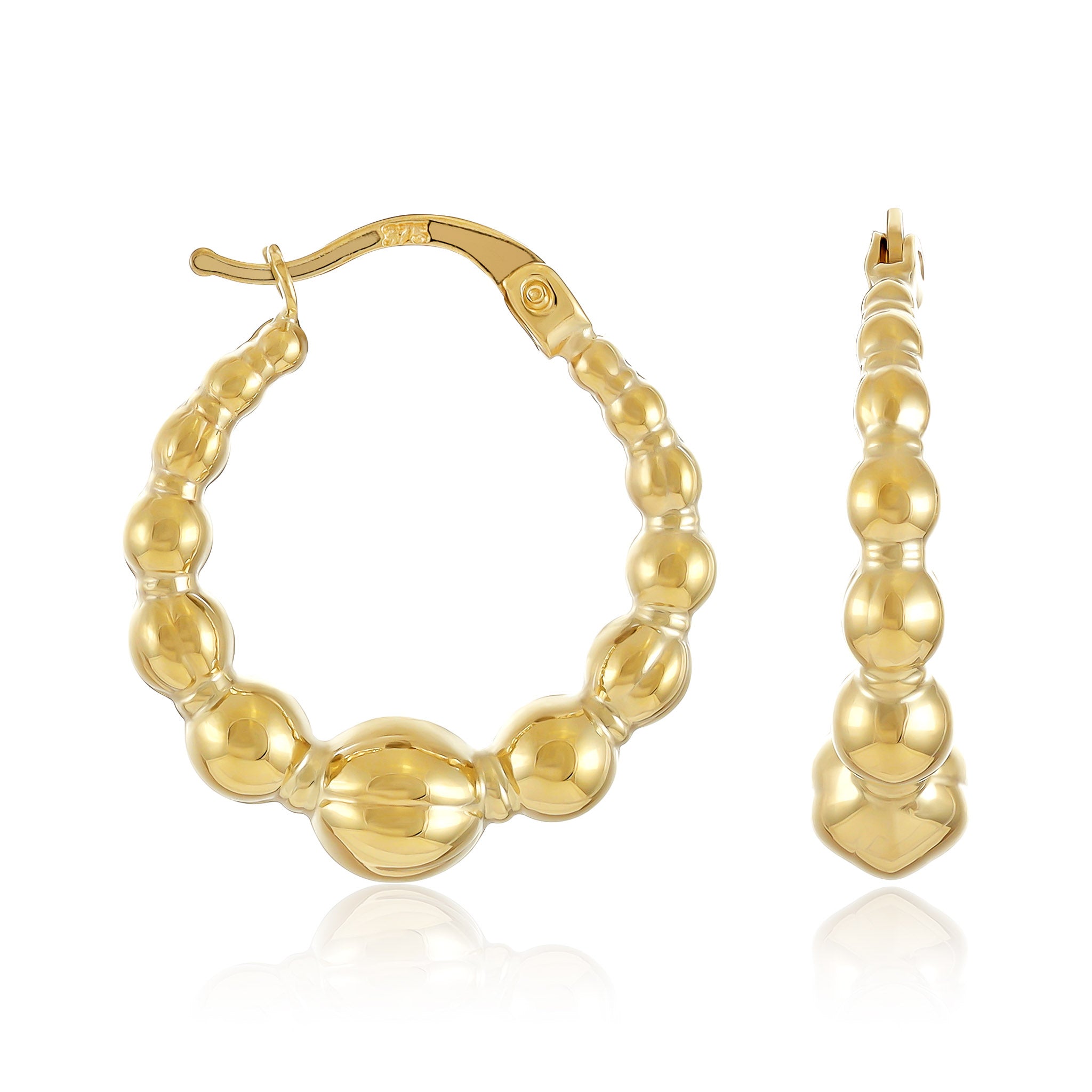 9ct Yellow Gold Ball Detail Creole Hoops