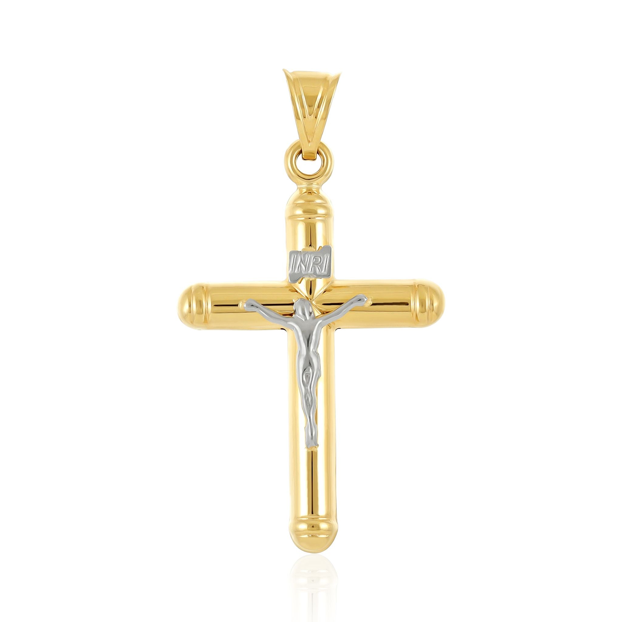 9ct Yellow Gold Hollow Crucifix Pendant PD7001