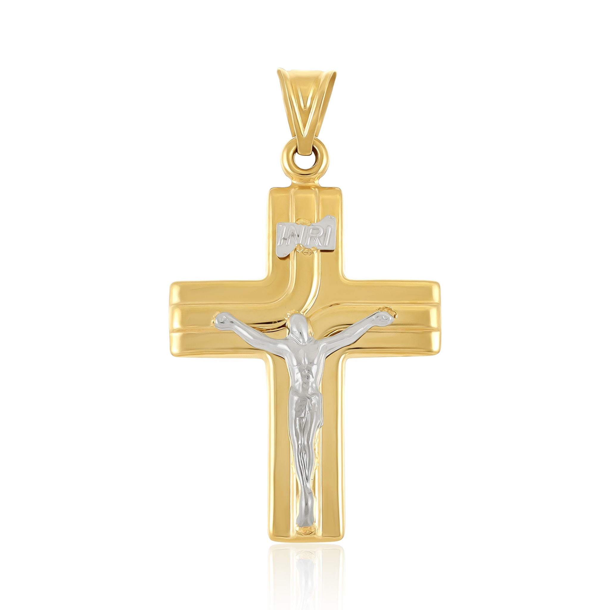 9ct Gold Two Tone Crucifix Cross Pendant