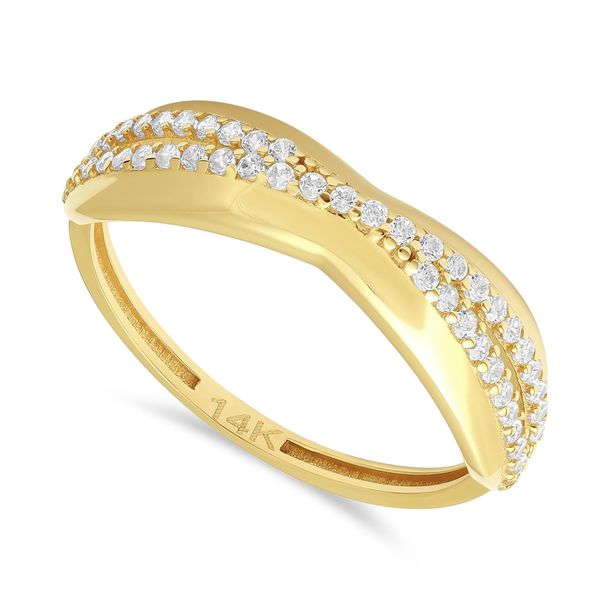 14ct Yellow Gold Cubic Zirconia Unique Design Ring