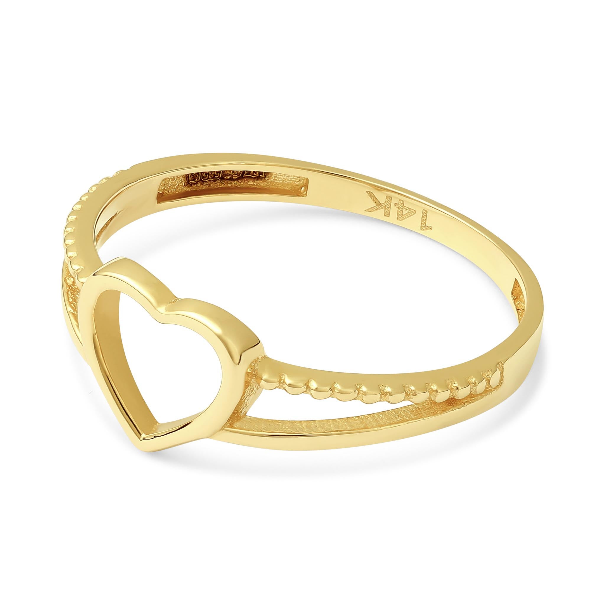 14ct Yellow Gold Heart Detail Ring