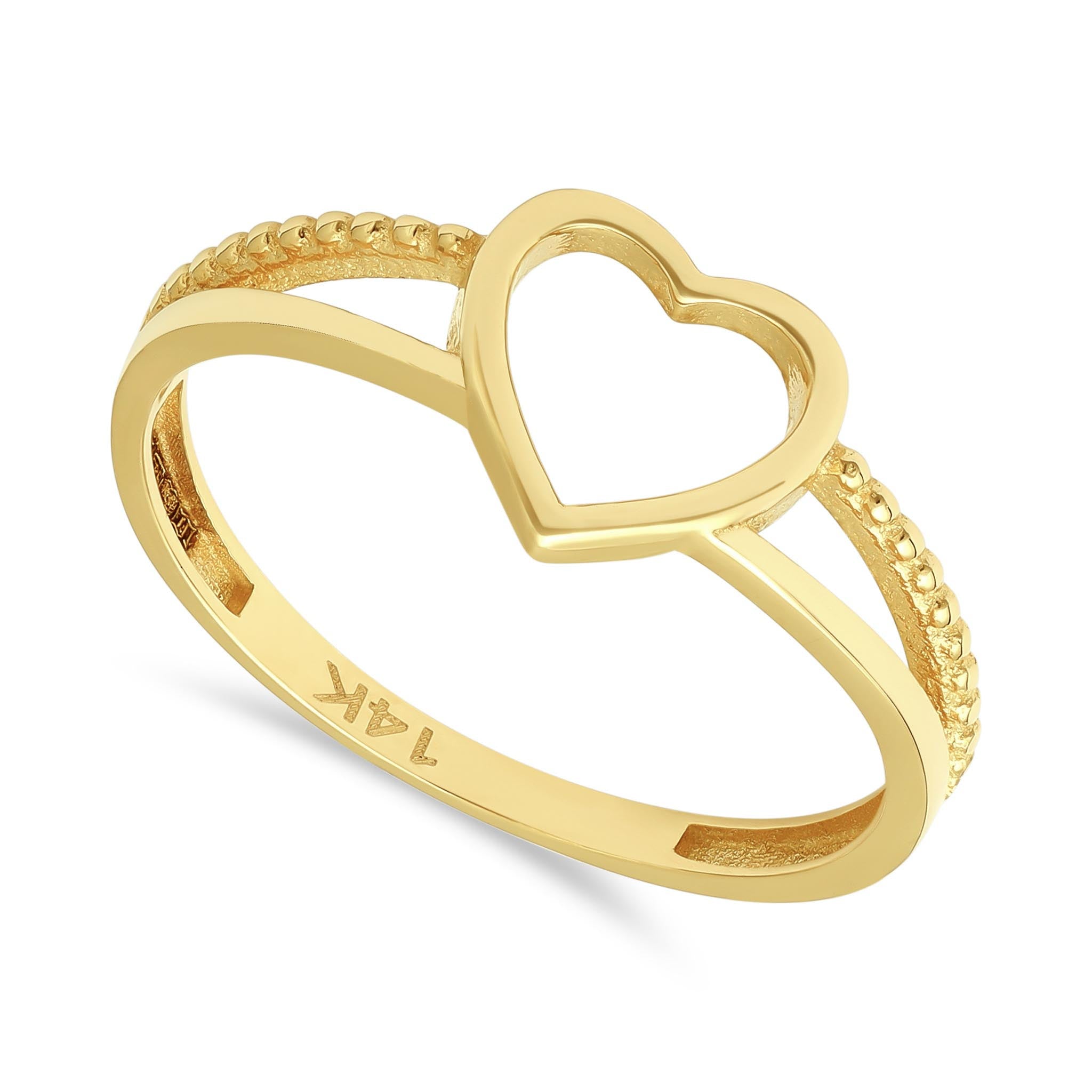 14ct Yellow Gold Heart Detail Ring