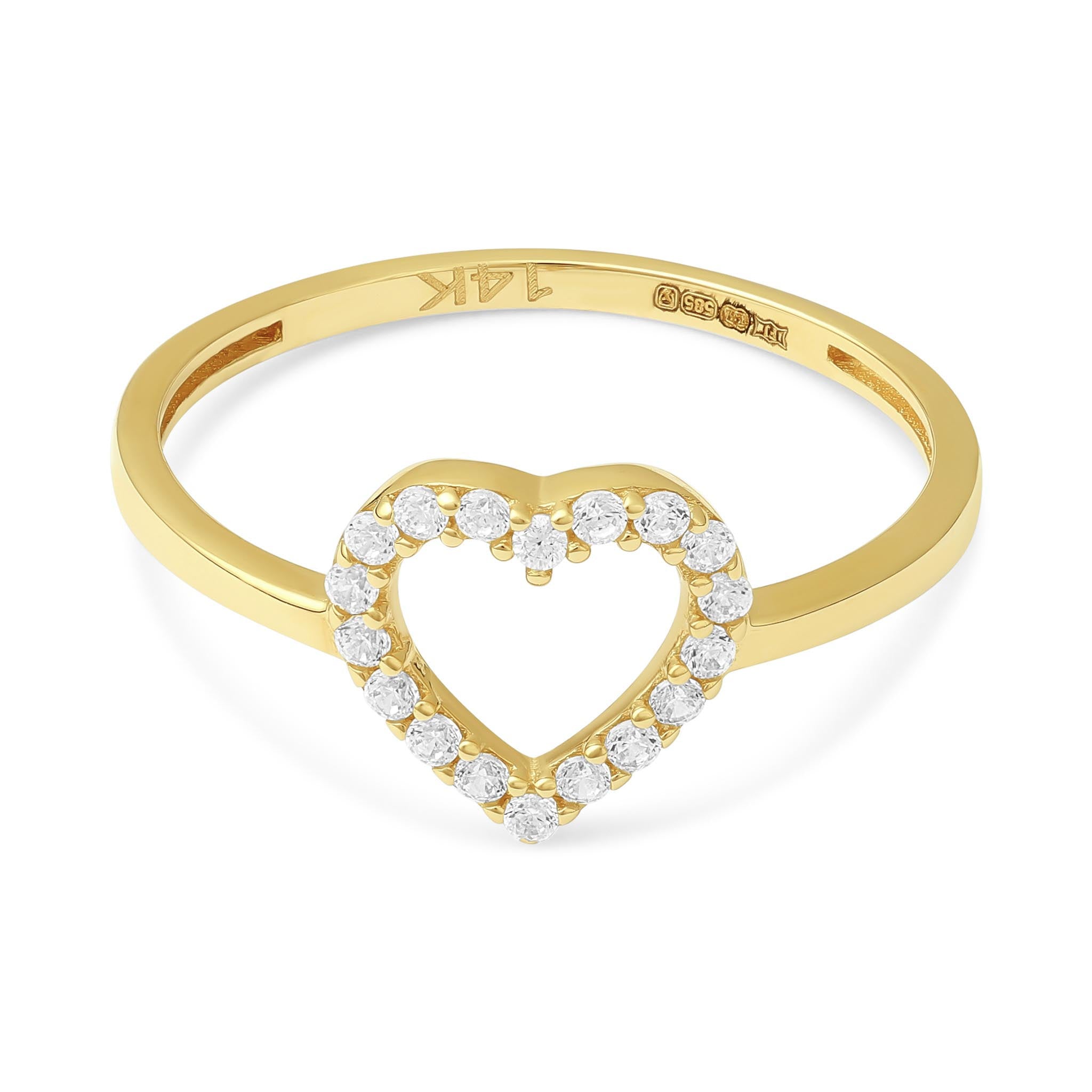 14ct Yellow Gold Cubic Zirconia Heart Ring