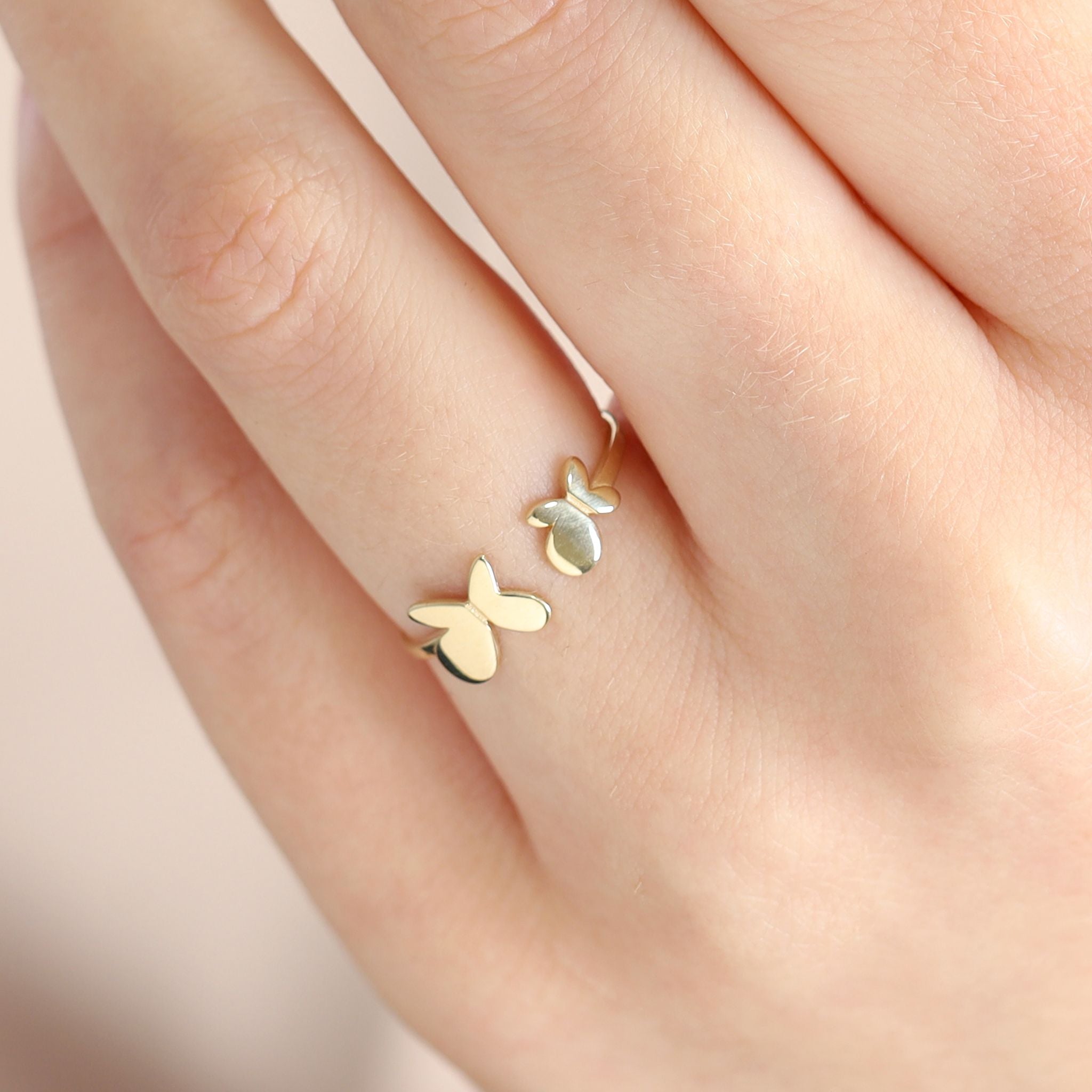 9ct Yellow Gold Two Butterfly Ring
