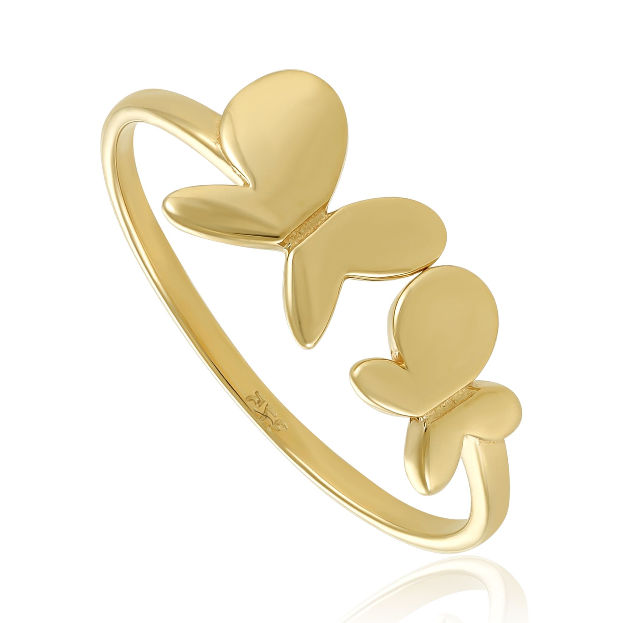 9ct Yellow Gold Two Butterfly Ring