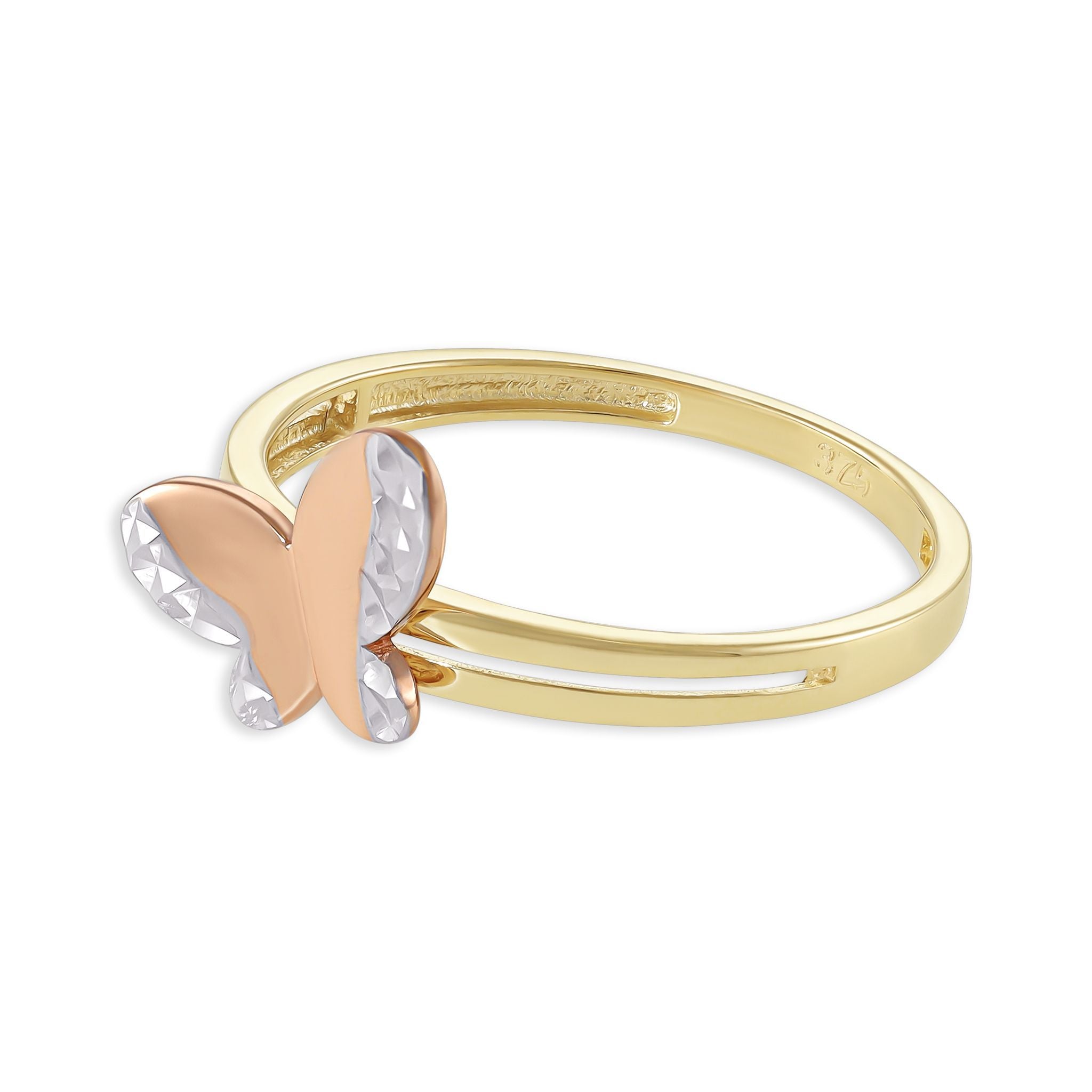 9ct Gold Tri Colour Butterfly Ring