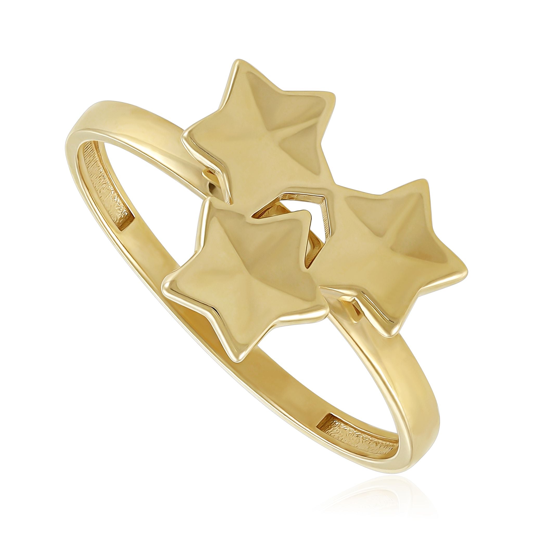 9ct Yellow Gold Triple Star Ring