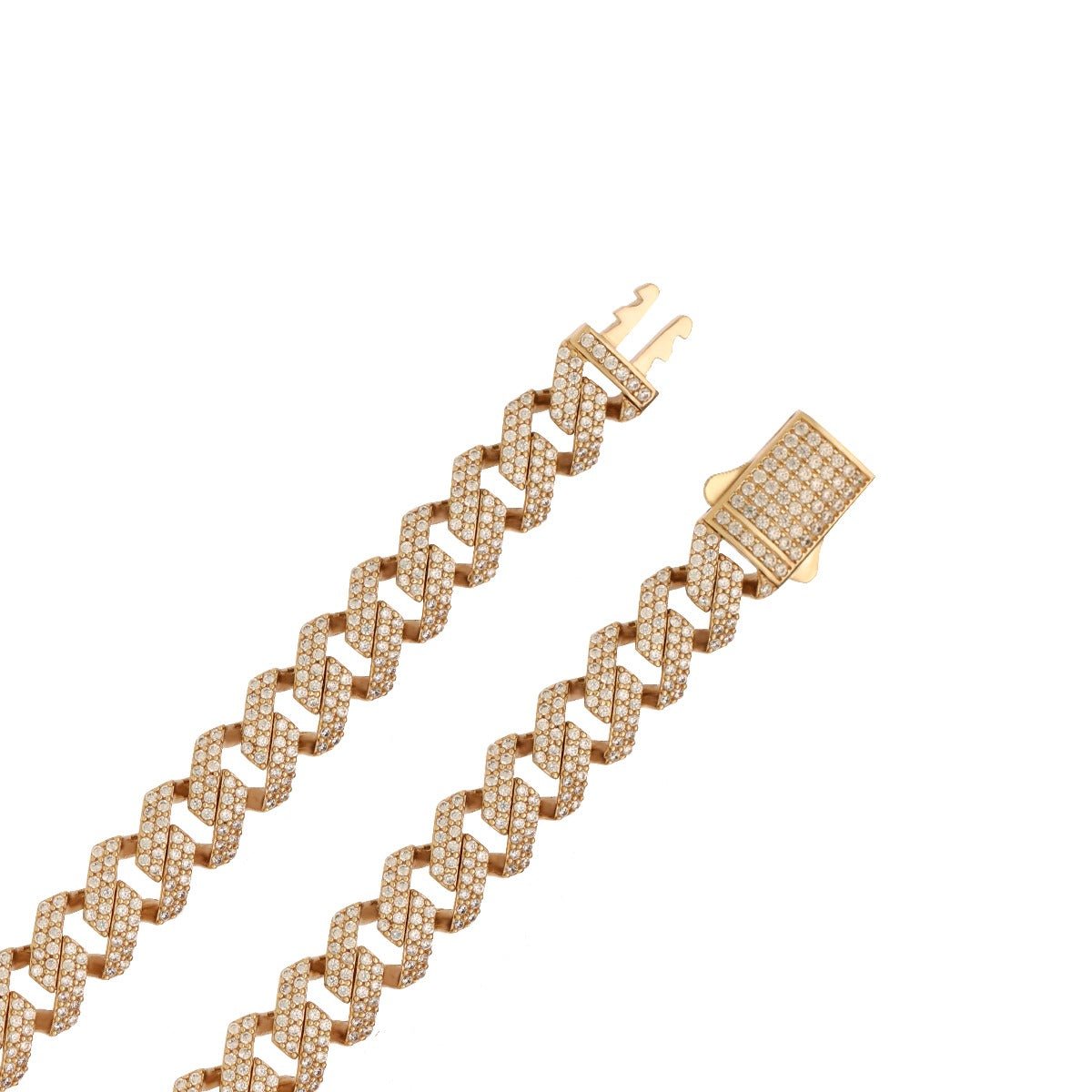 9ct Solid Yellow Gold Cubic Zirconia Curb Chain