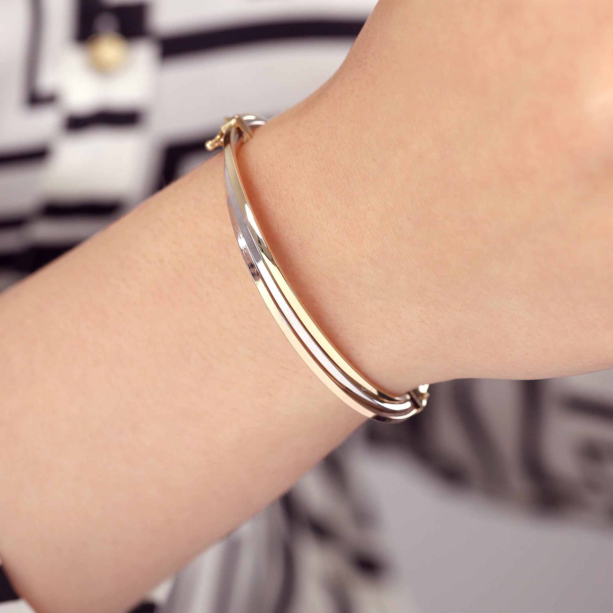 9ct Gold Tri Colour Bangle