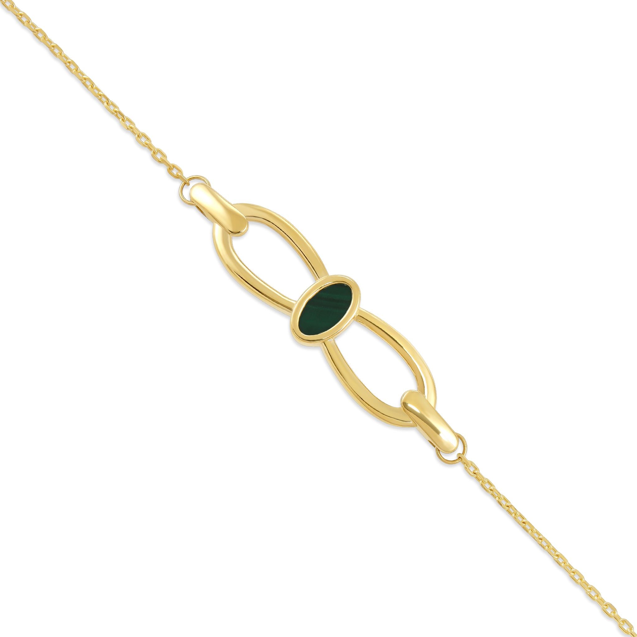 9ct Yellow Gold Green Enamel Bracelet
