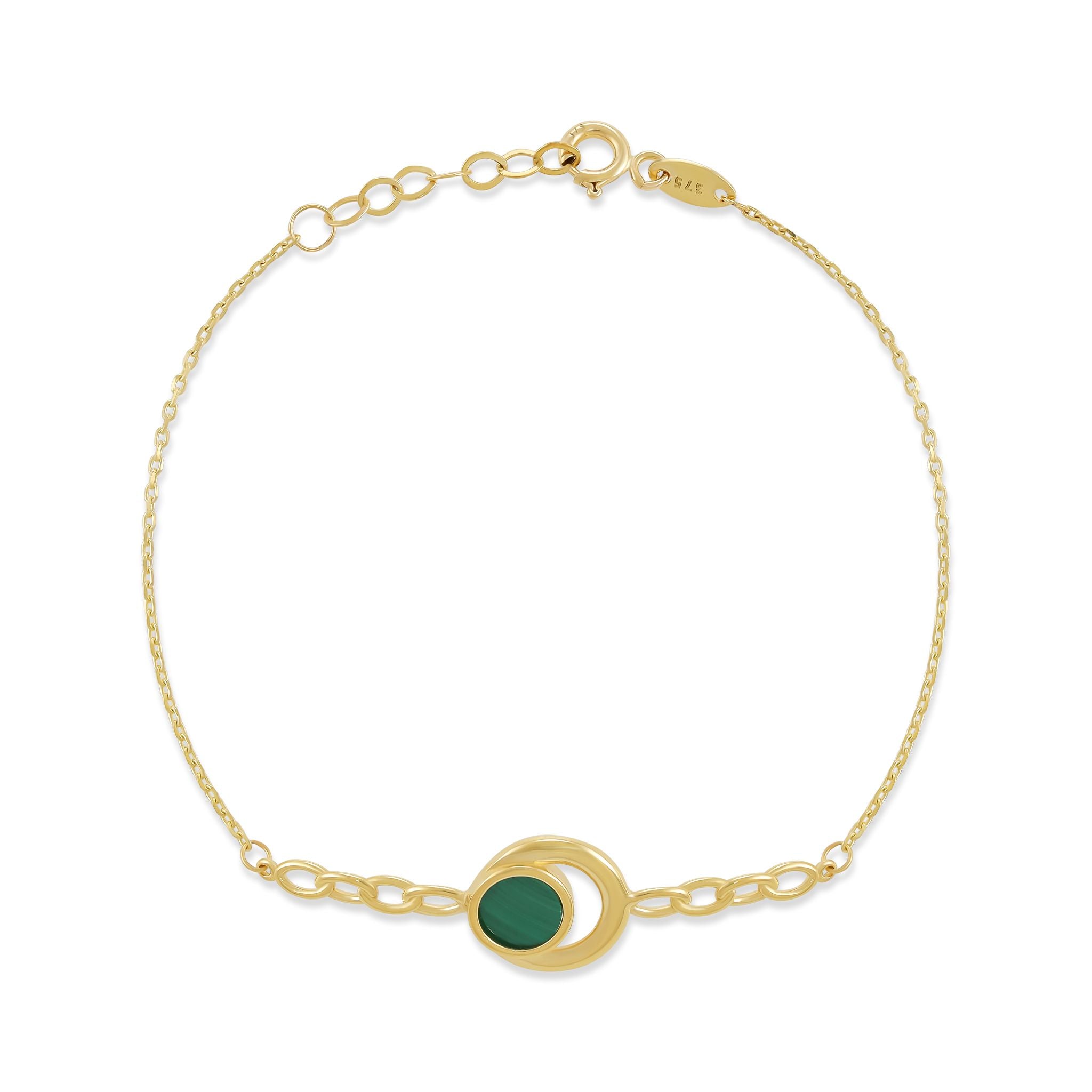 9ct Yellow Gold Green Enamel Bracelet