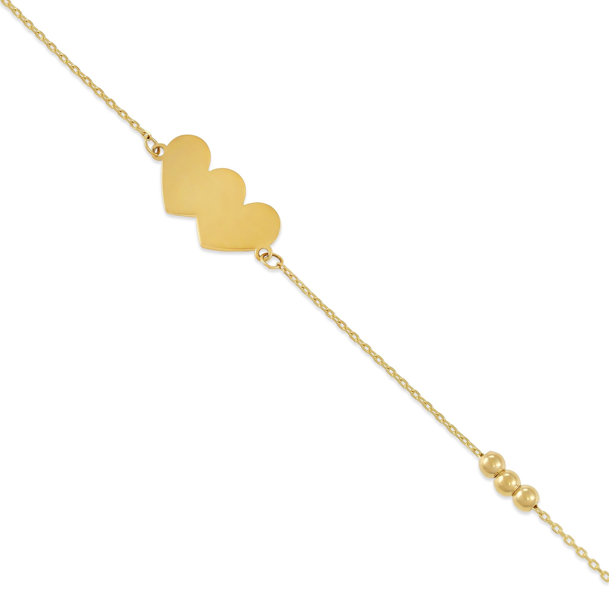 9ct Yellow Gold Double Heart Design Bracelet