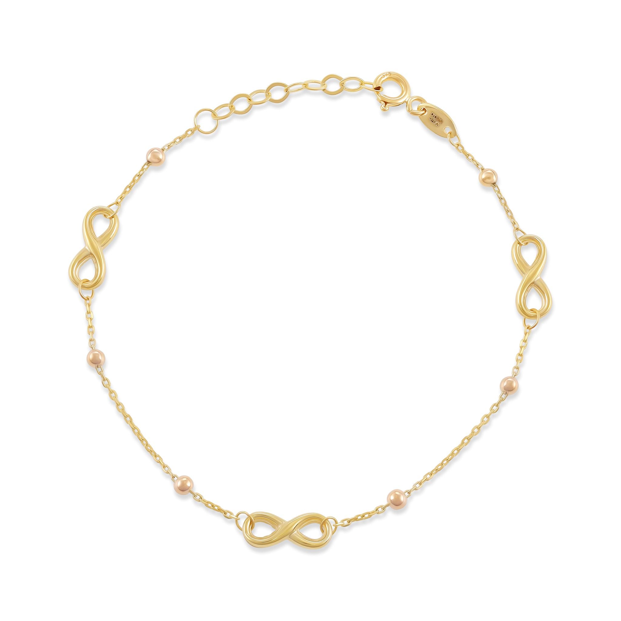 9ct Yellow Gold Infinity Sign Bracelet