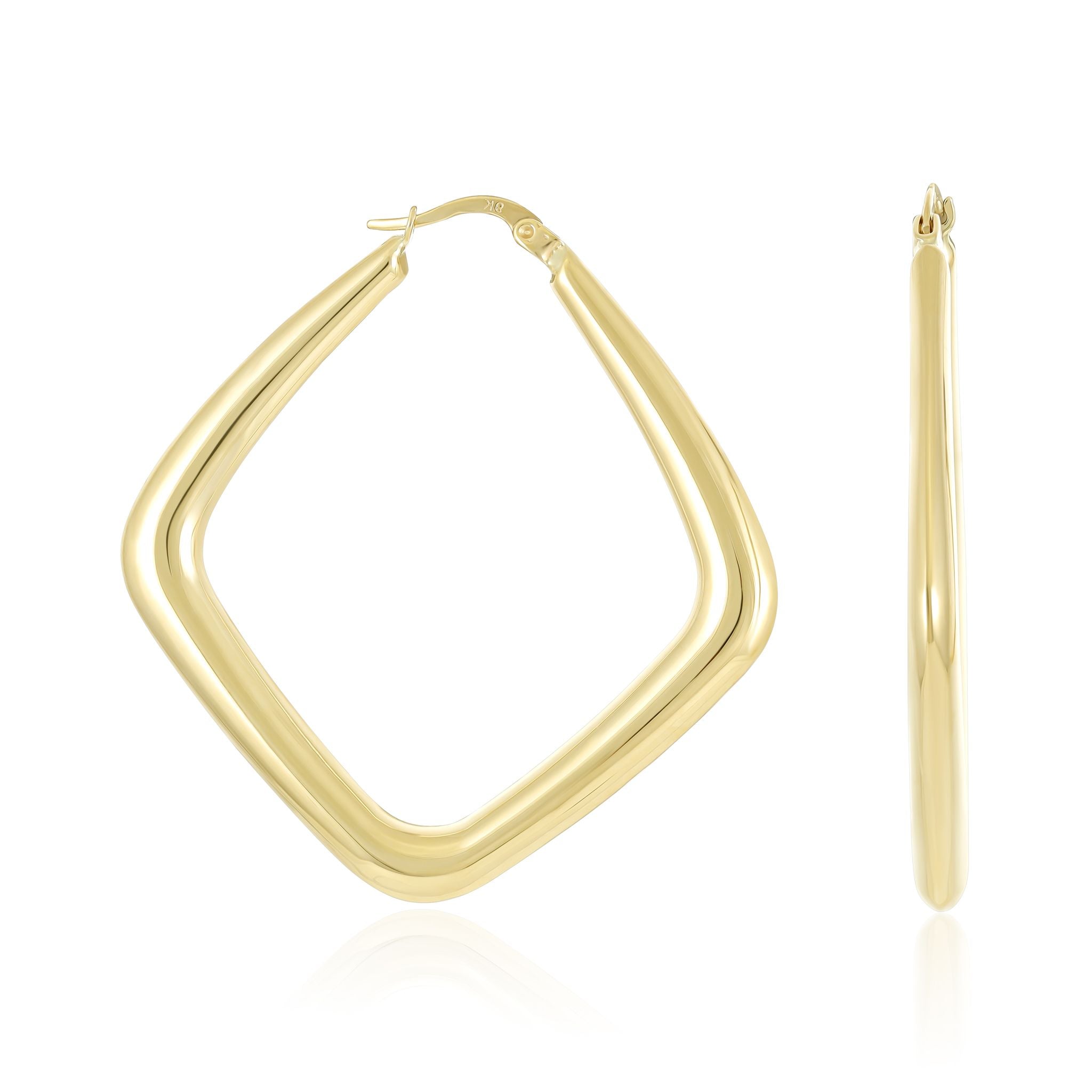 9ct Yellow Gold Square Hoop Earrings