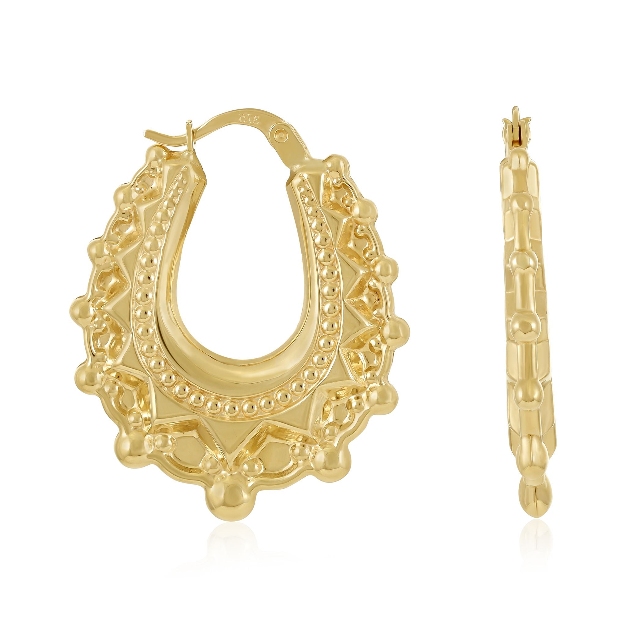 9ct Yellow Gold Oval Creole Hoop Earrings