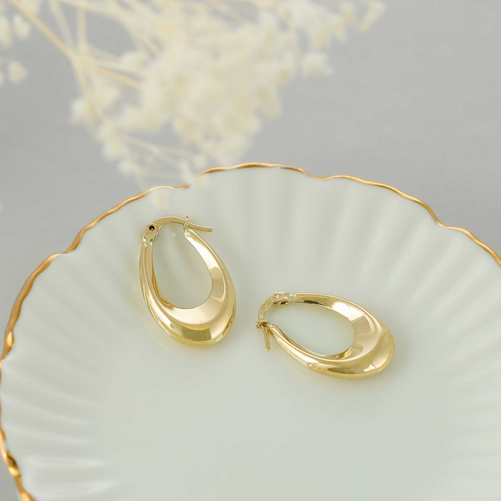 9ct Yellow Gold Elegant Creole Hoop Earrings