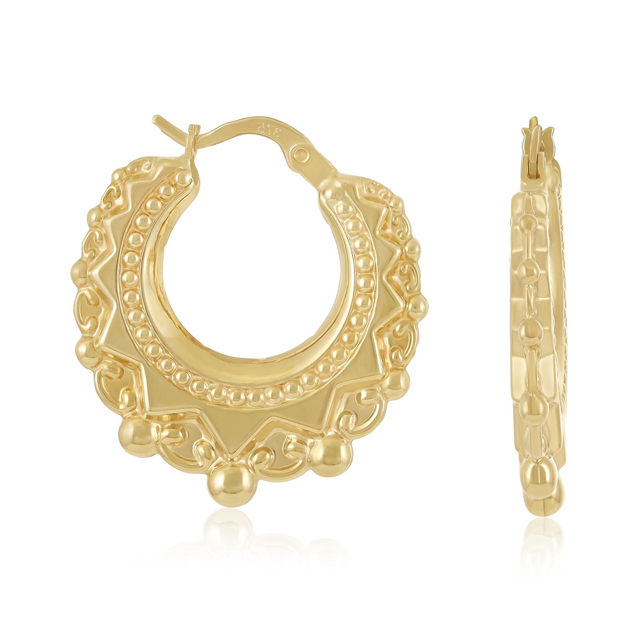 9ct Yellow Gold Rounded Creole Hoops
