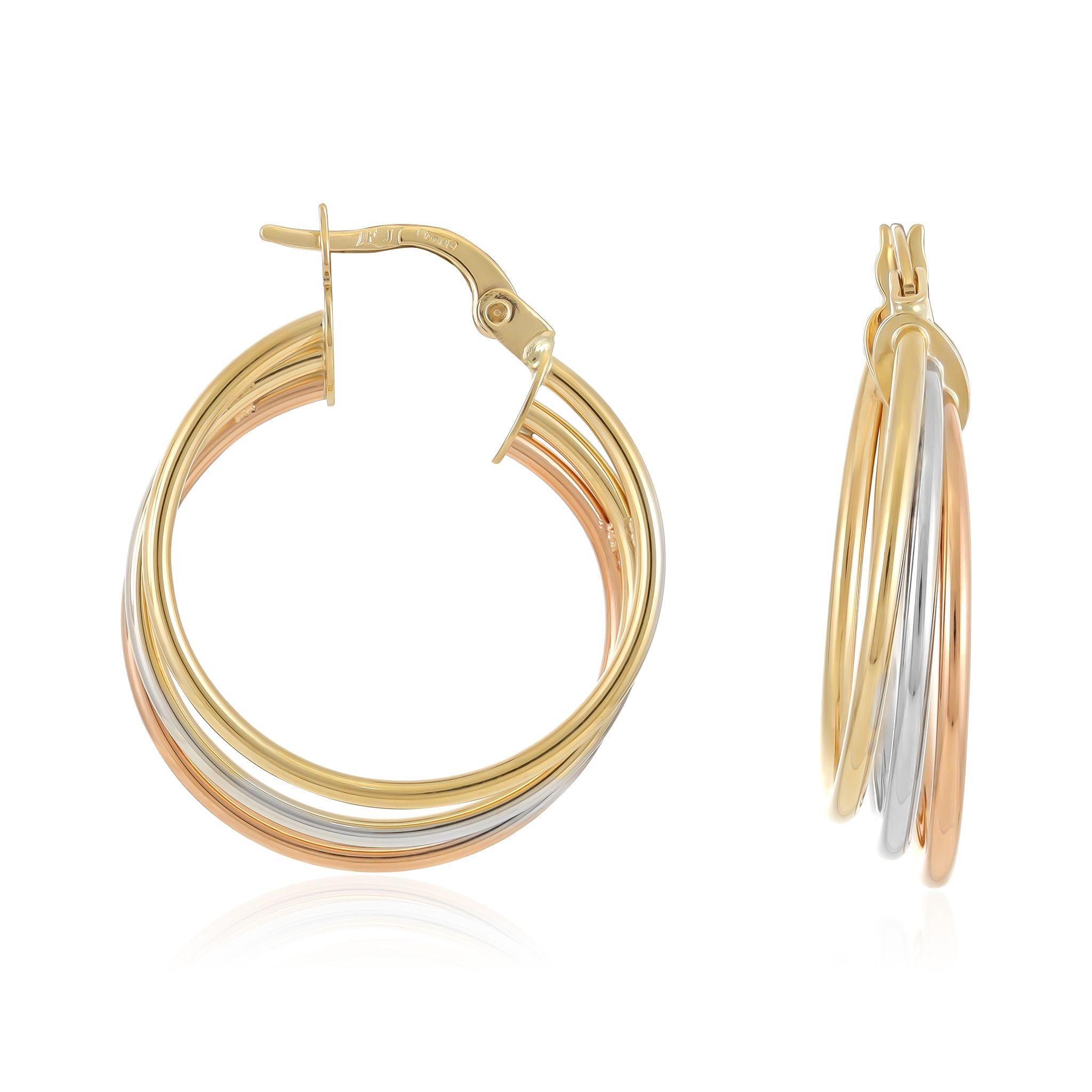 9ct Tri Colour Hoop Earrings